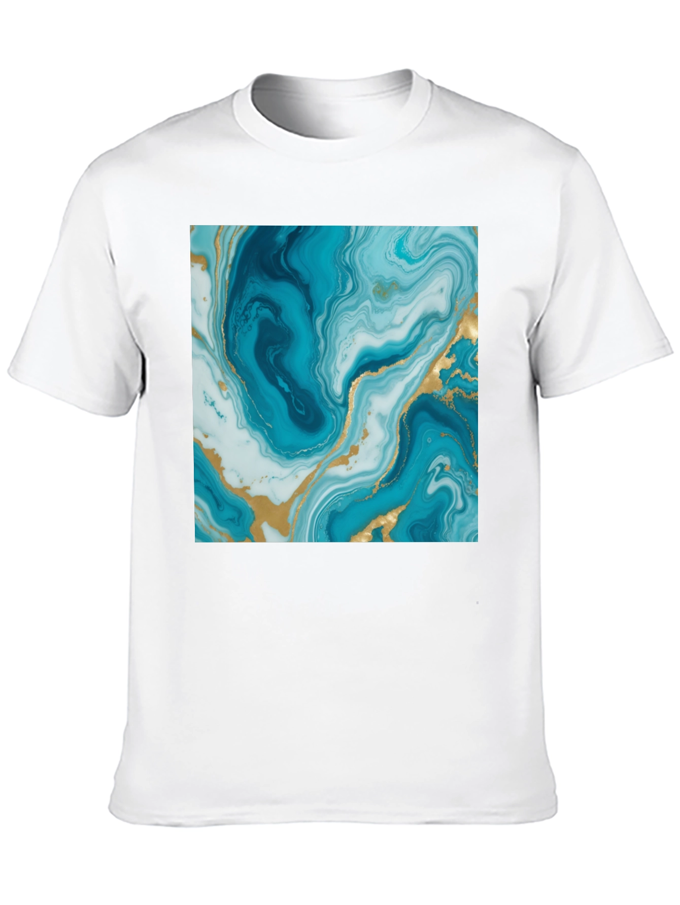 Blue Marble Swirl Graphic Tee - Modern Art Shirt