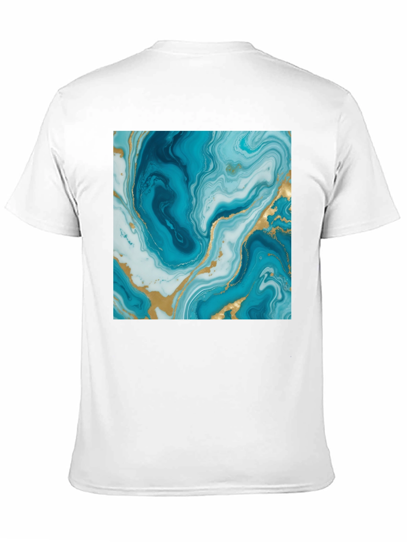 Blue Marble Swirl Graphic Tee - Modern Art Shirt
