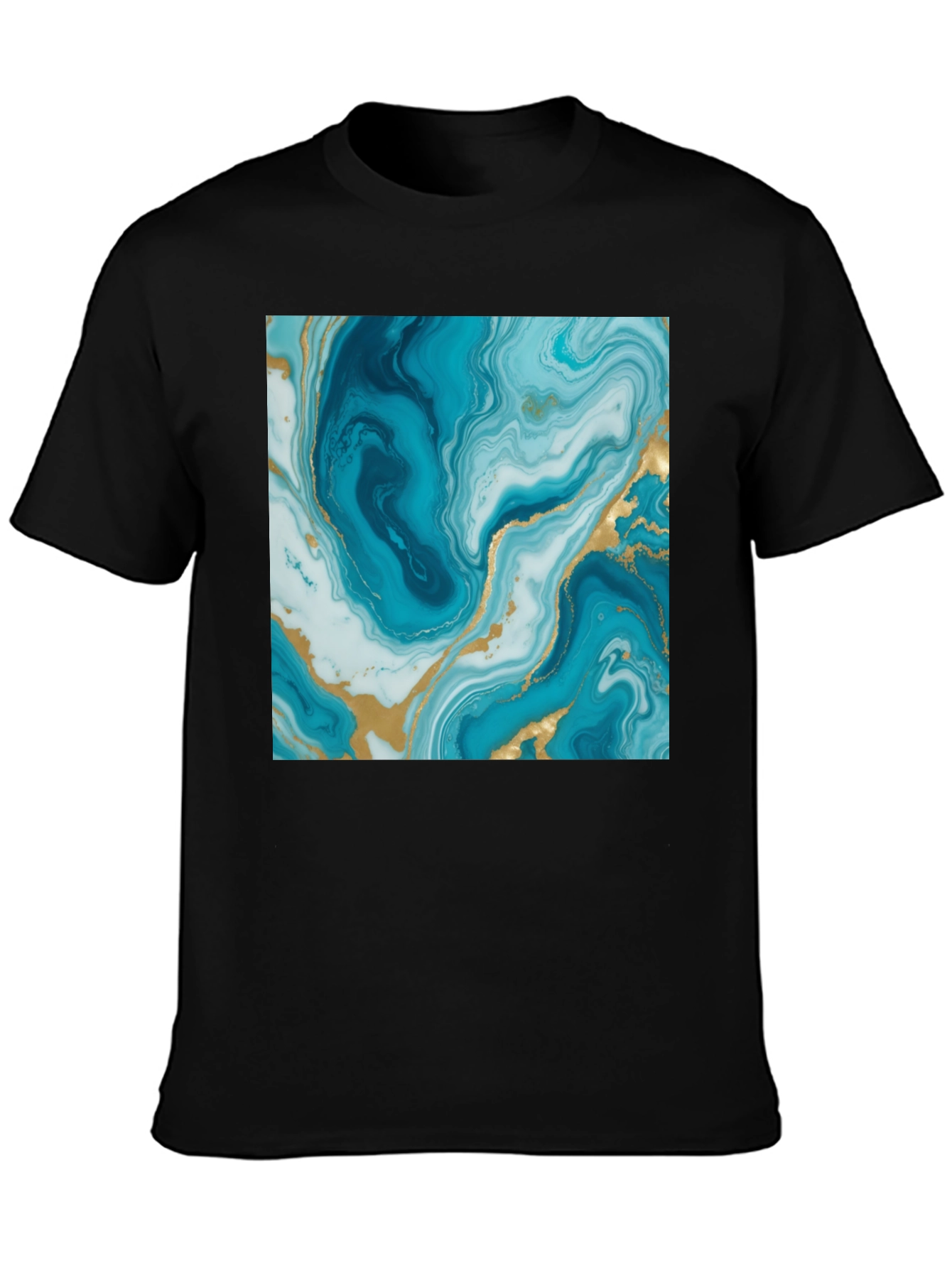 Blue Marble Swirl Graphic Tee - Modern Art Shirt
