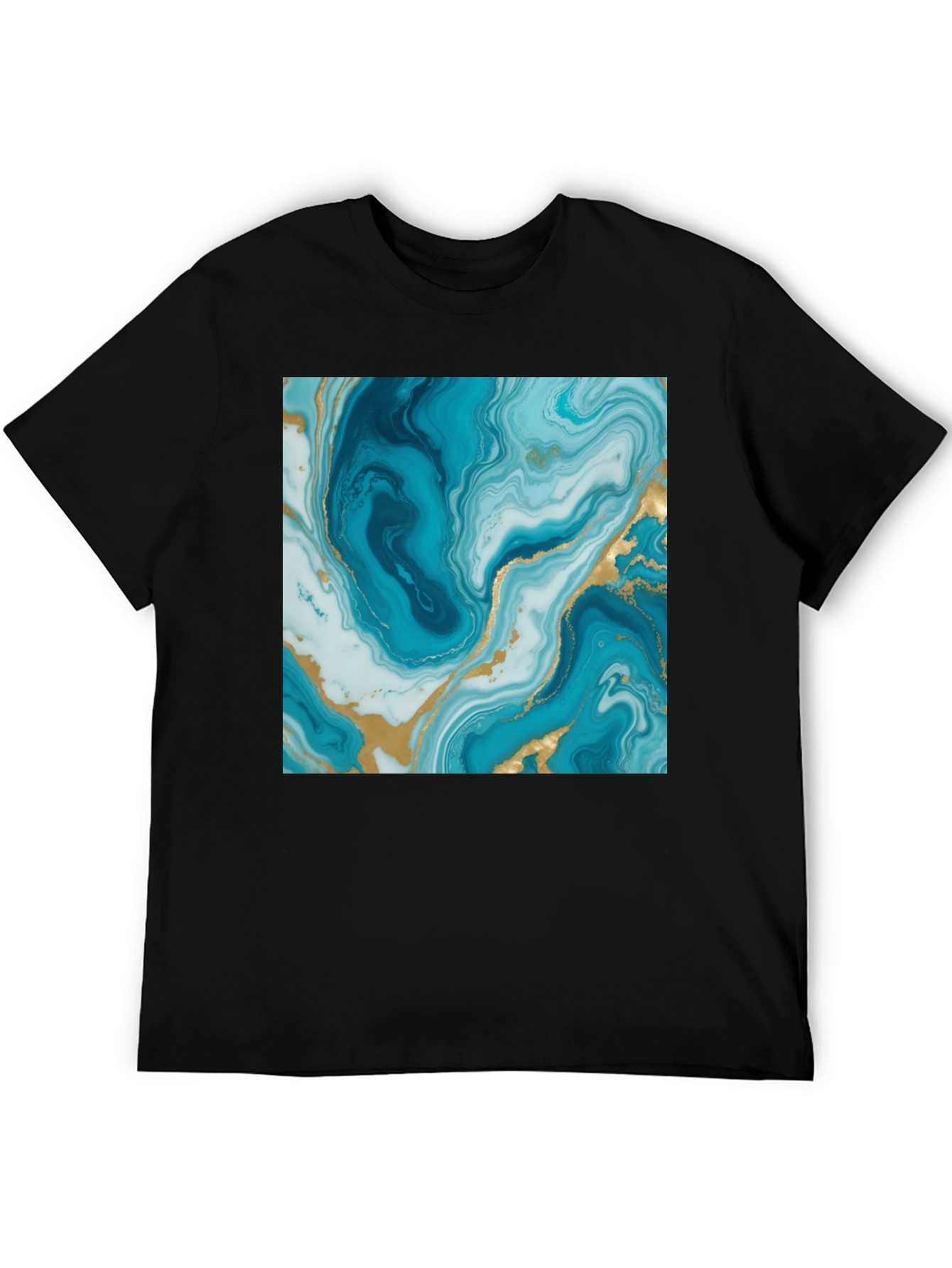 Blue Marble Swirl Graphic Tee - Modern Art Shirt