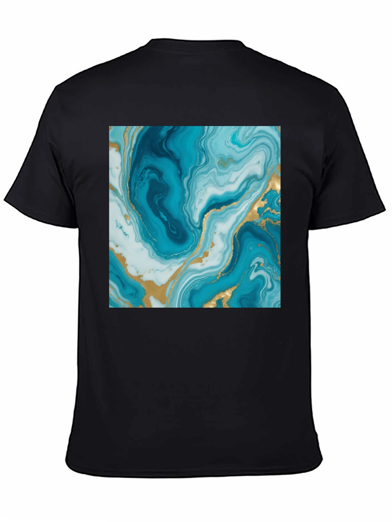 Blue Marble Swirl Graphic Tee - Modern Art Shirt
