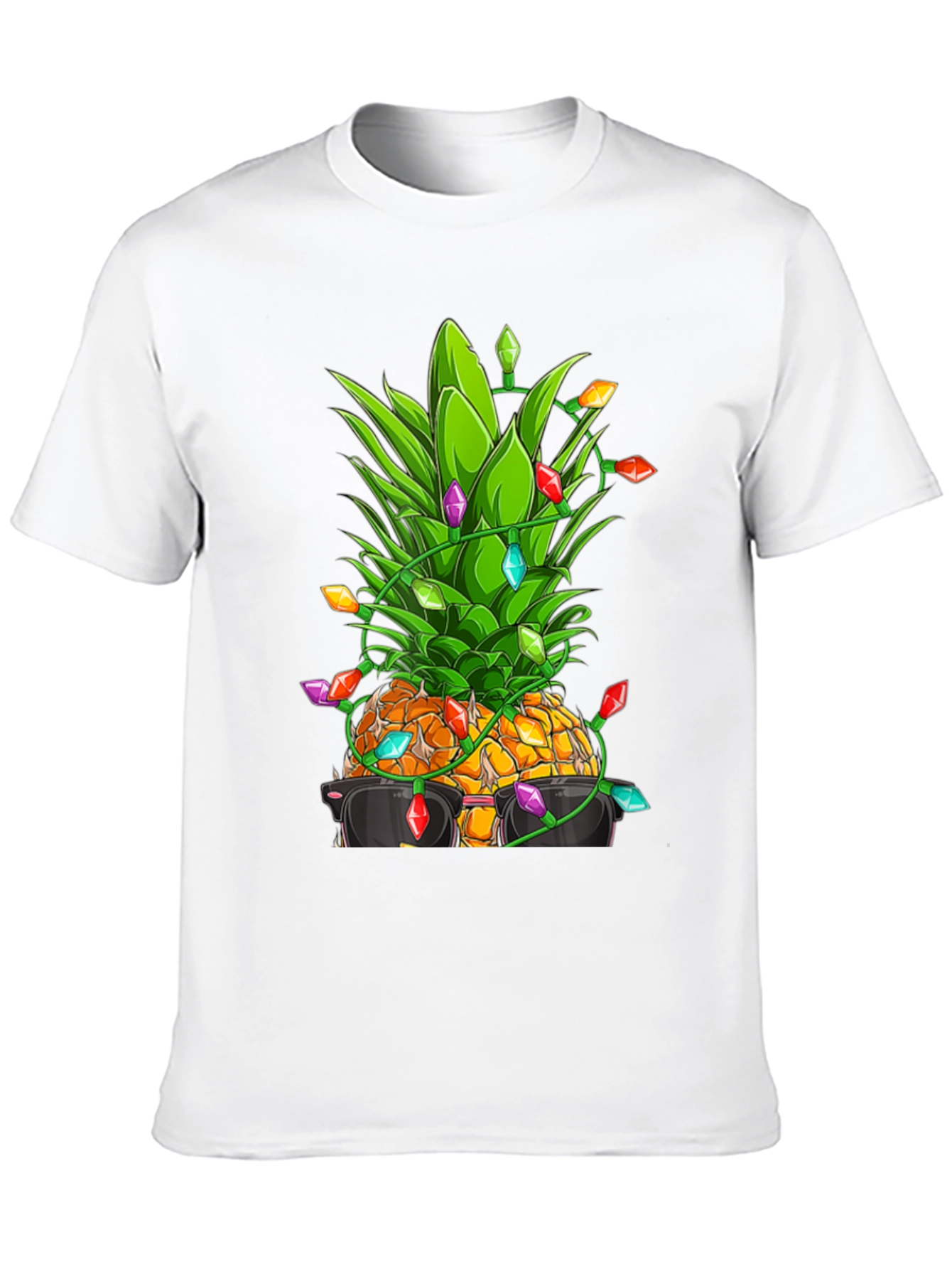 Cool Pineapple with Lights Black T-Shirt