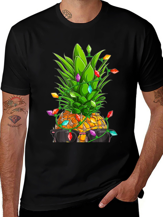 Cool Pineapple with Lights Black T-Shirt