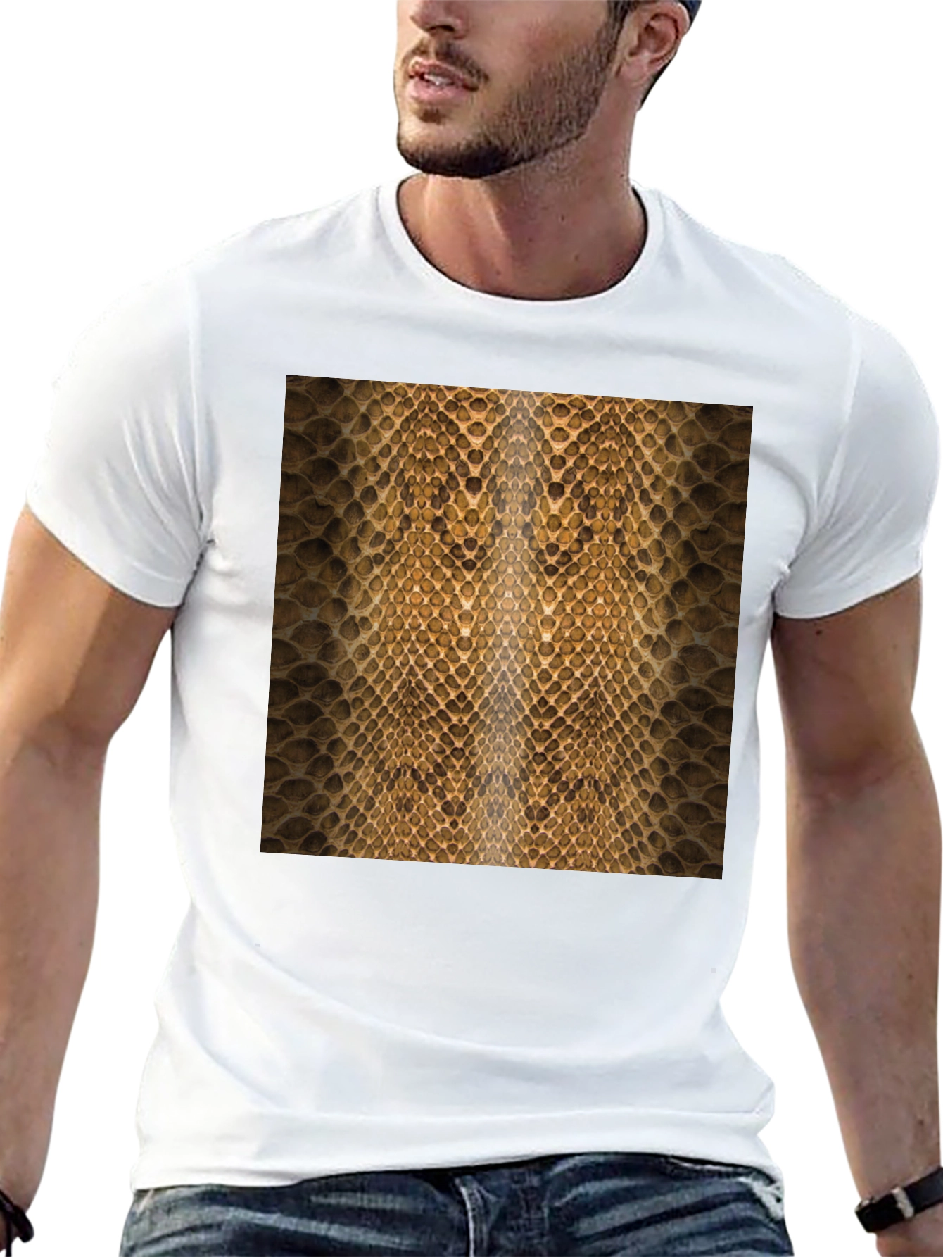 Snake Skin Pattern Black T-Shirt