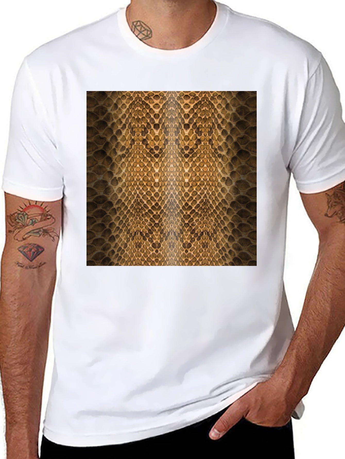 Snake Skin Pattern Black T-Shirt