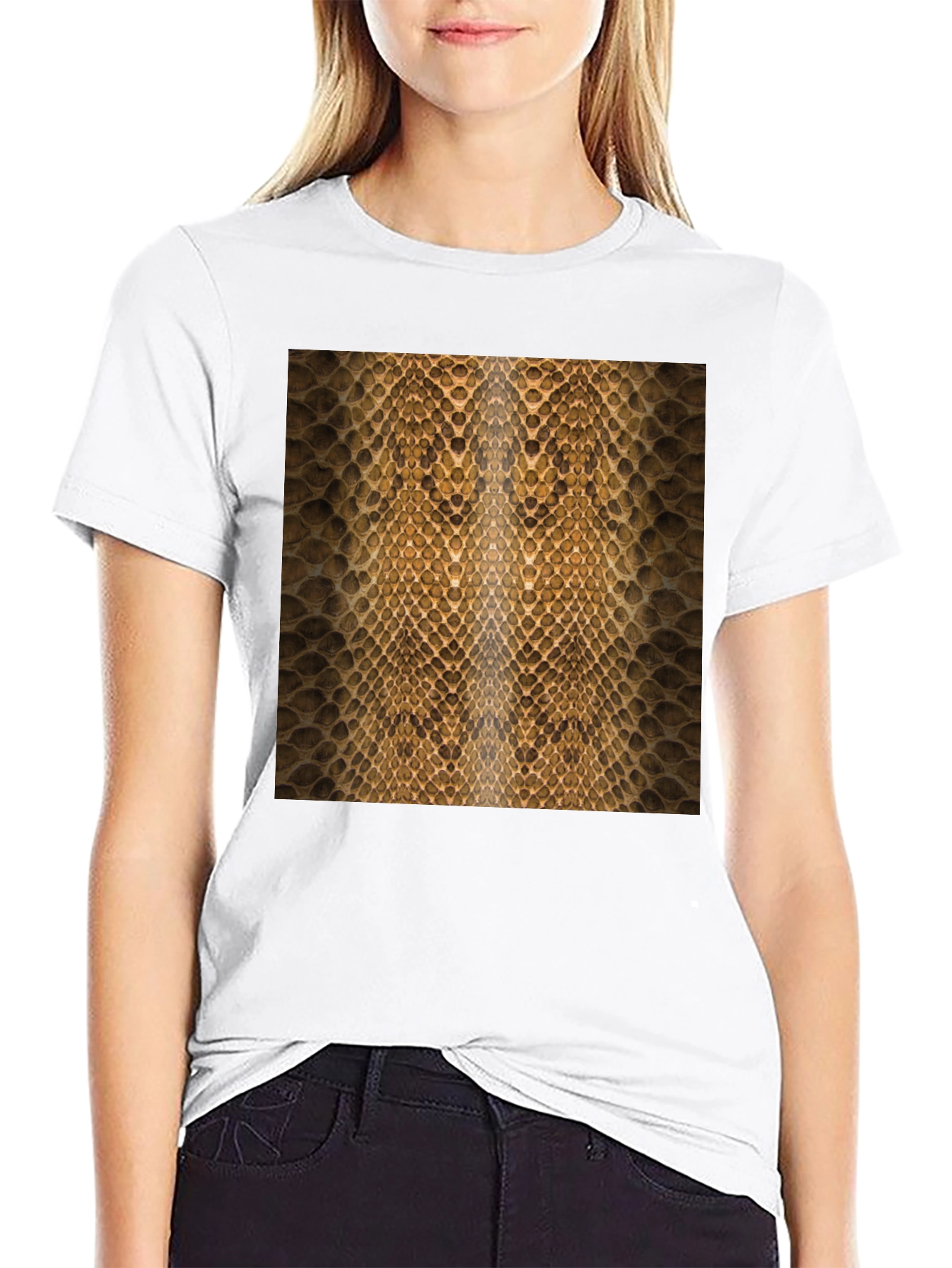 Snake Skin Pattern Black T-Shirt