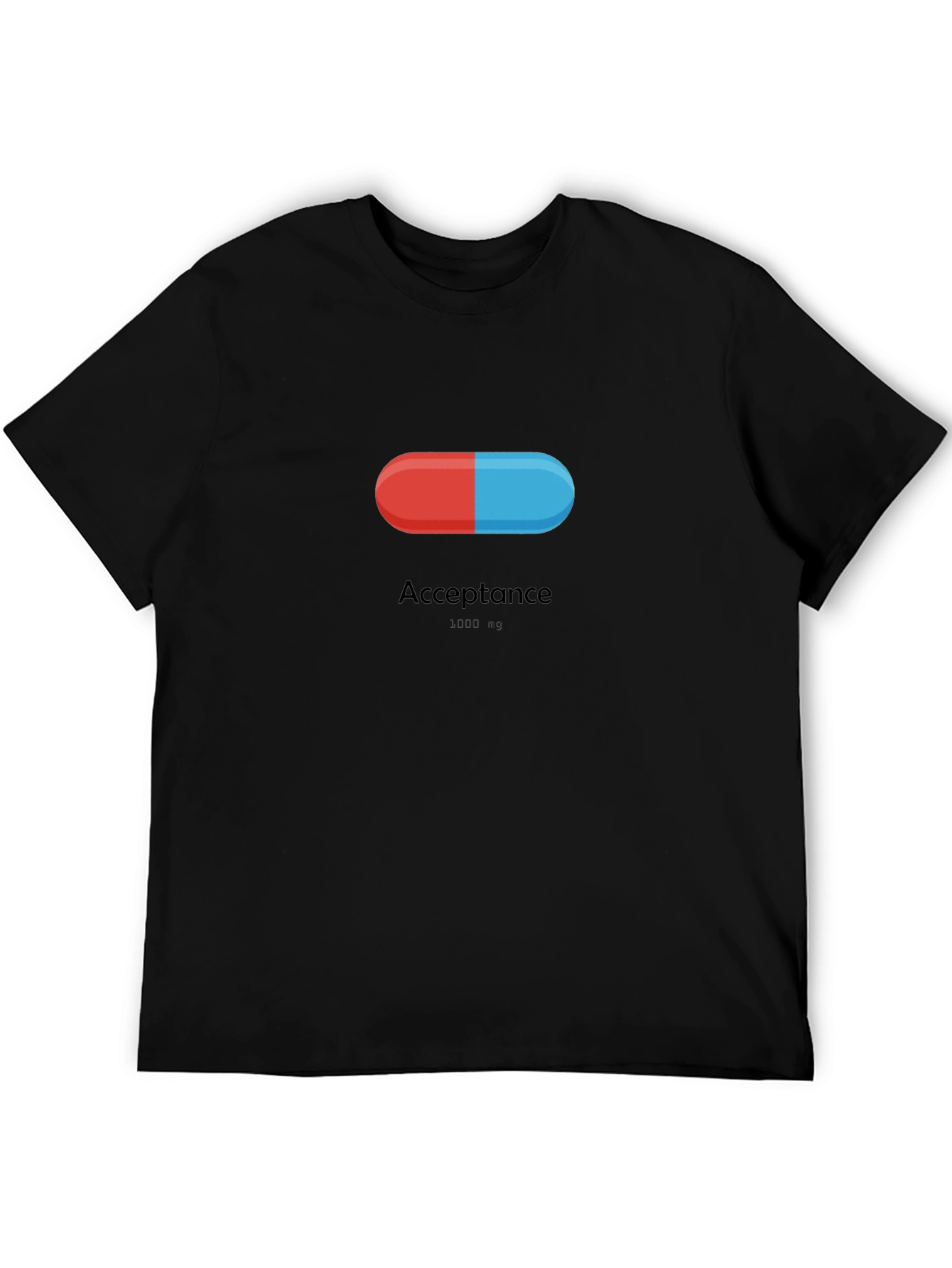 Acceptance Pill T-Shirt - Red & Blue Black Tee