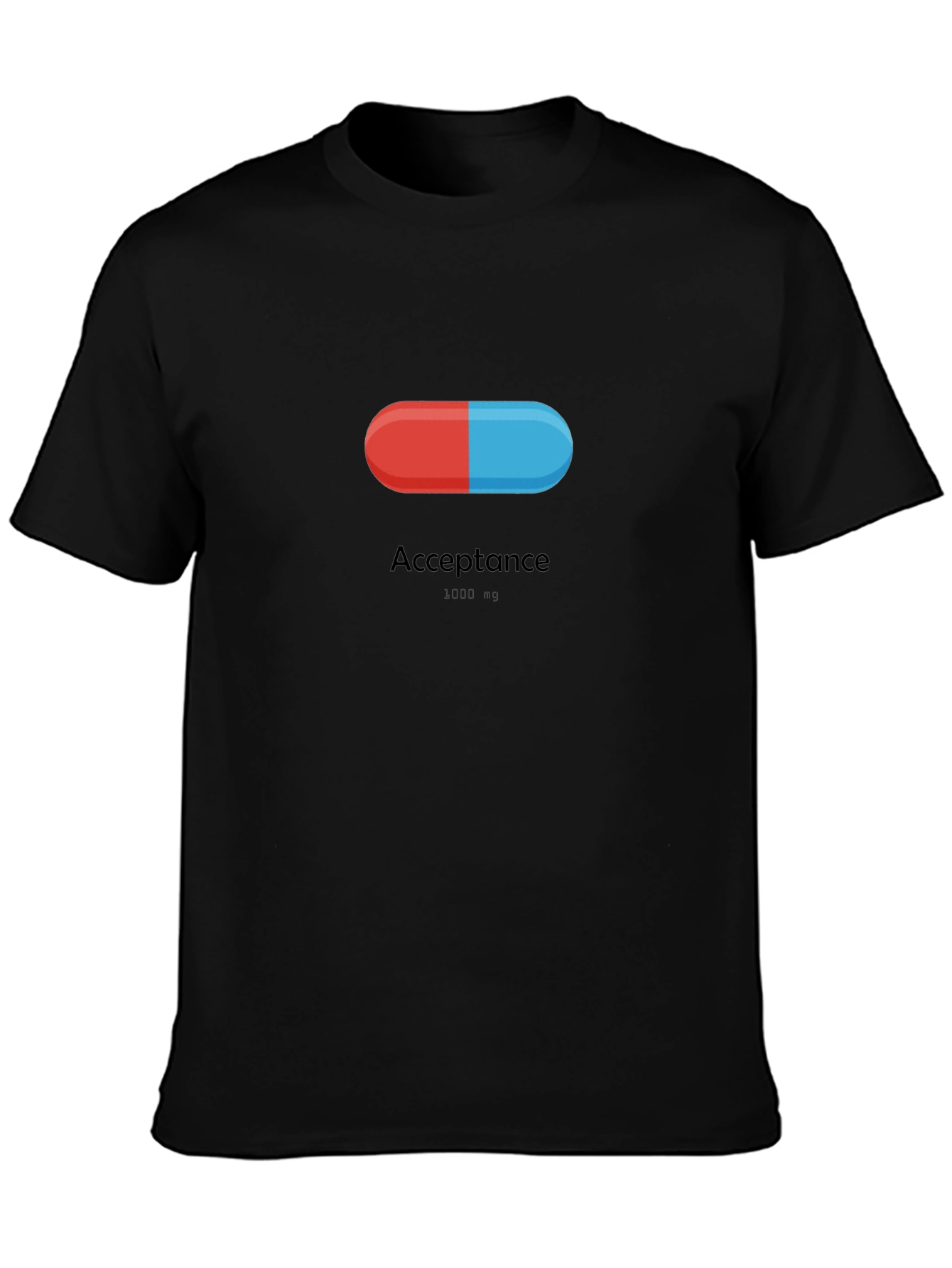 Acceptance Pill T-Shirt - Red & Blue Black Tee