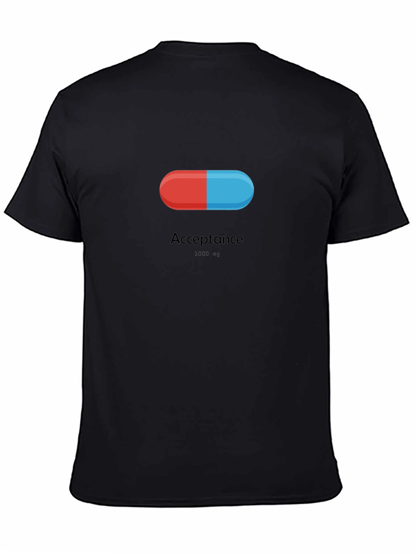 Acceptance Pill T-Shirt - Red & Blue Black Tee