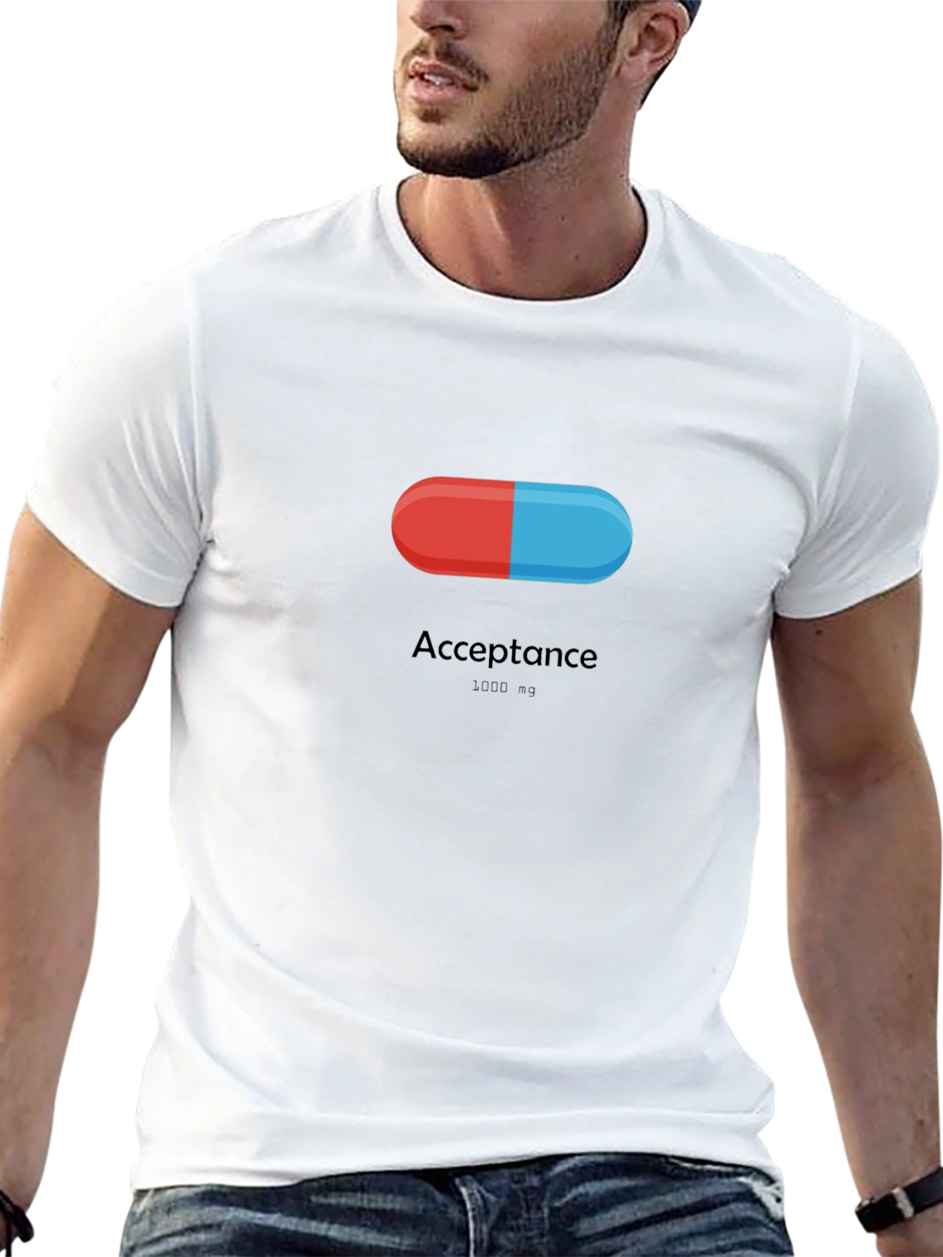 Acceptance Pill T-Shirt - Red & Blue Black Tee