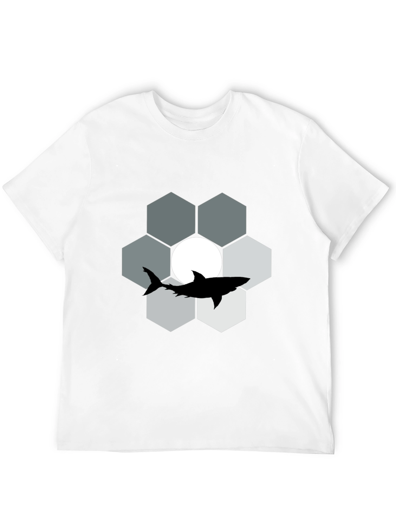 Shark Hexagon Graphic T-Shirt - Cool Design
