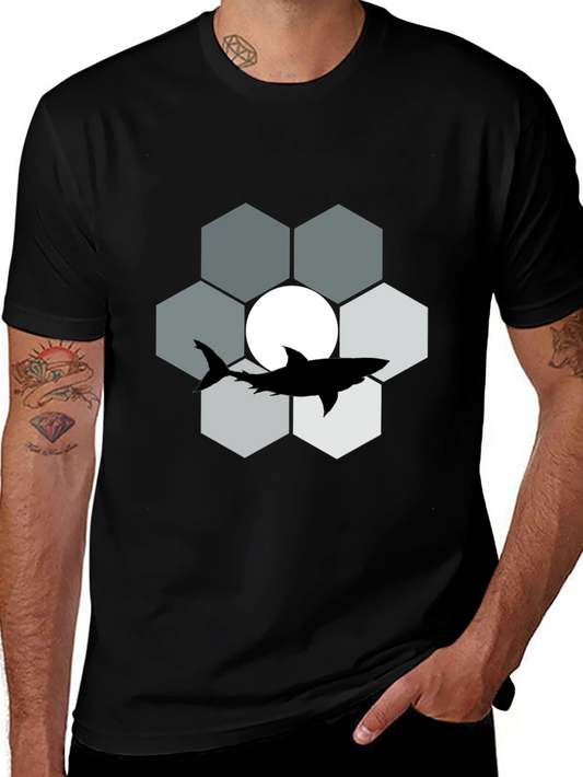 Shark Hexagon Graphic T-Shirt - Cool Design