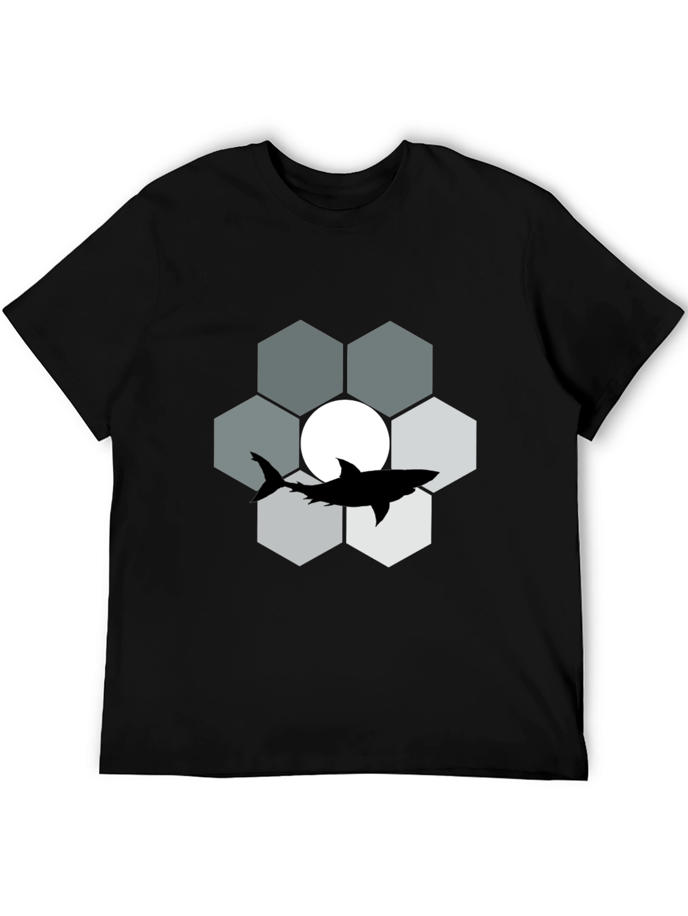 Shark Hexagon Graphic T-Shirt - Cool Design