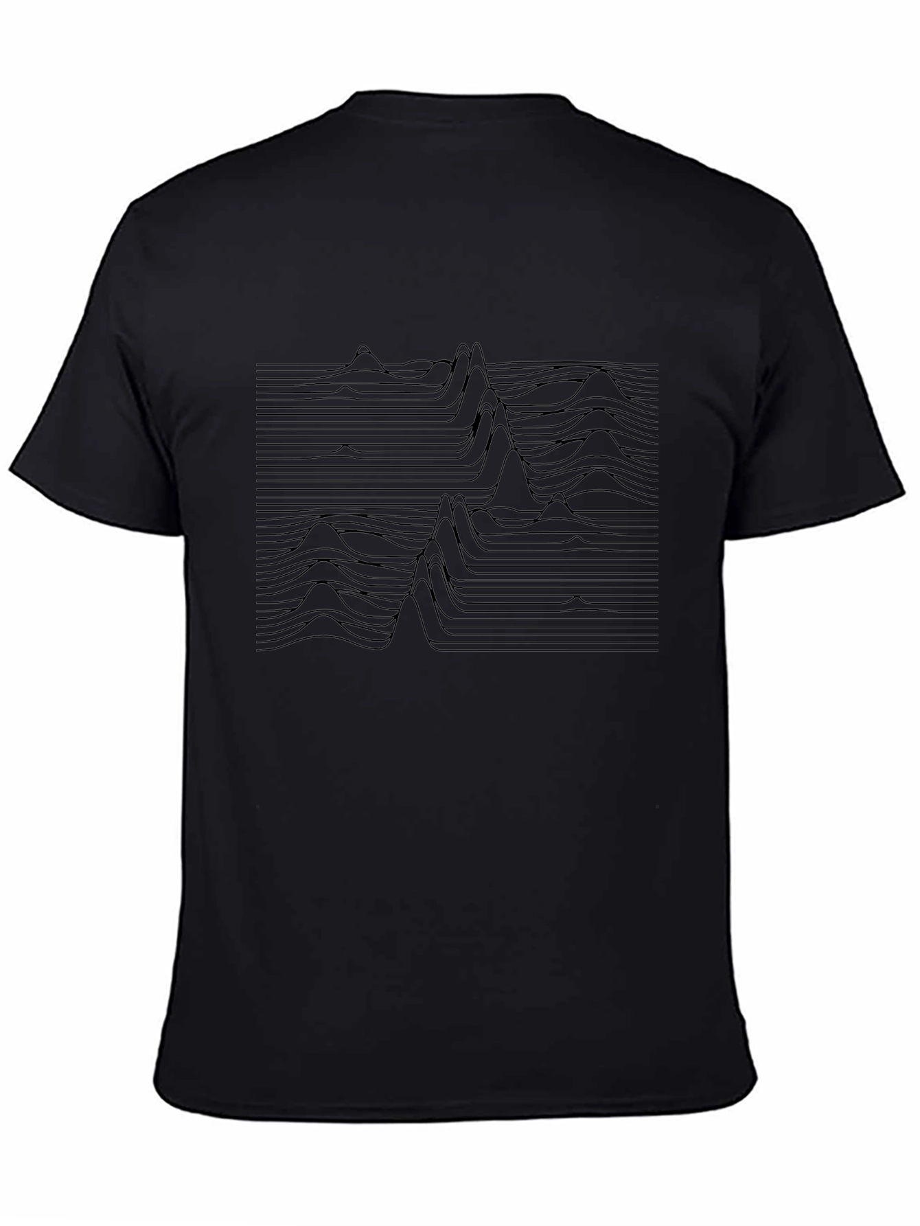 Abstract Line Wave Graphic Black T-Shirt