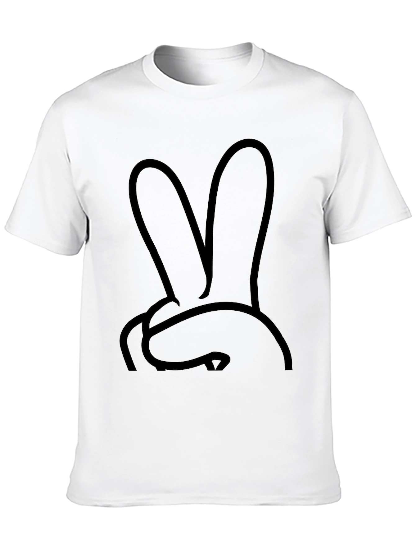 Black Bunny Peace Sign Graphic T-Shirt