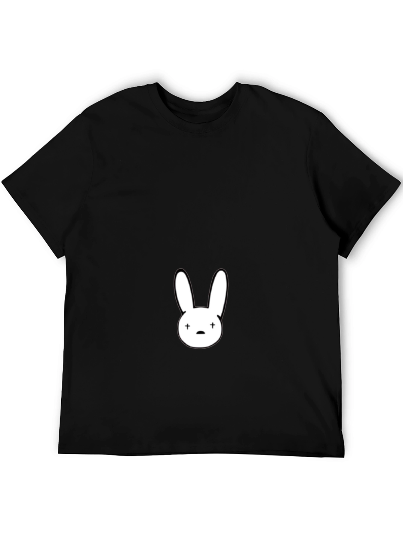 Black T-Shirt with White Bunny Graphic