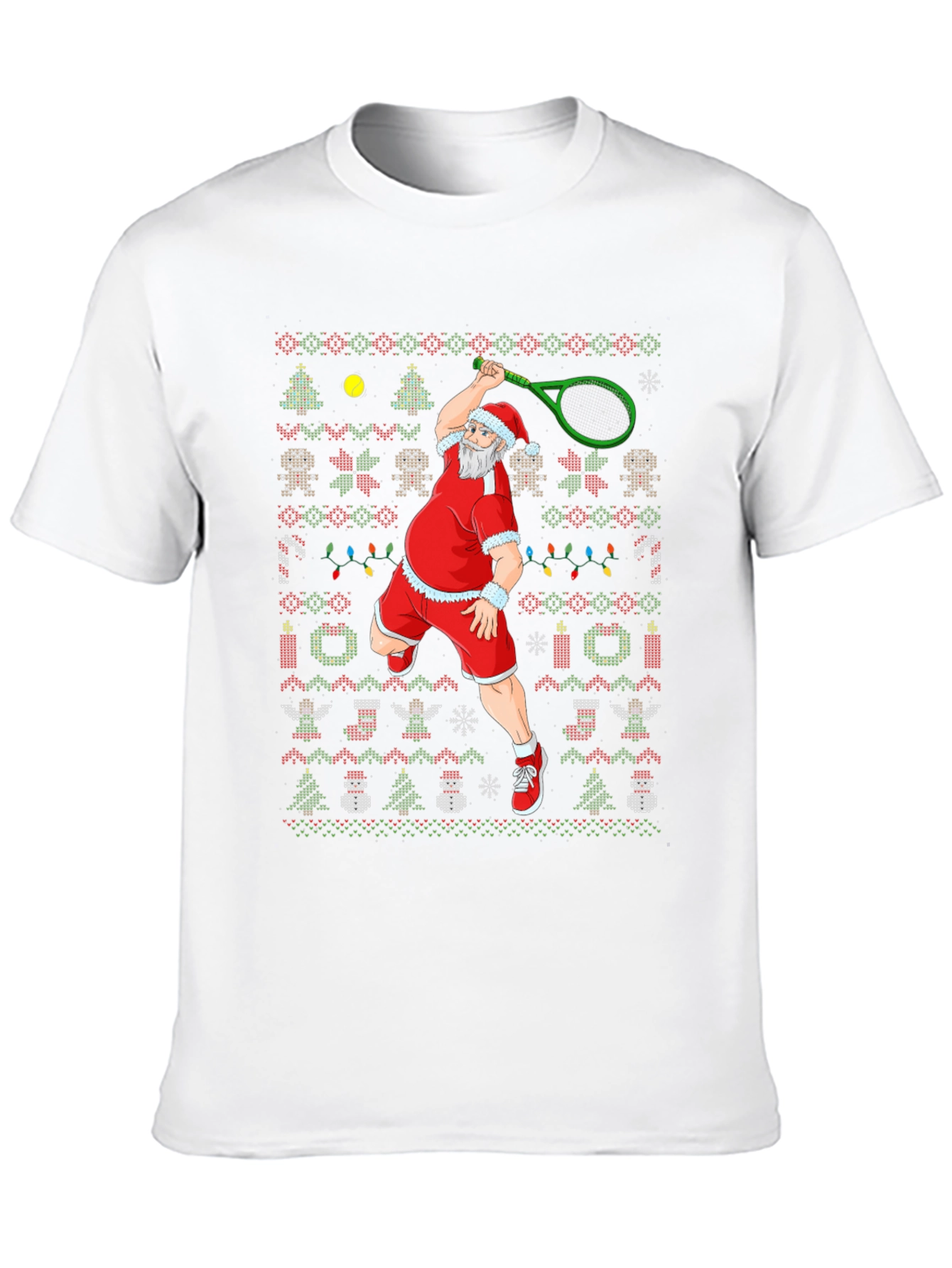 Santa Tennis Ugly Christmas T-Shirt