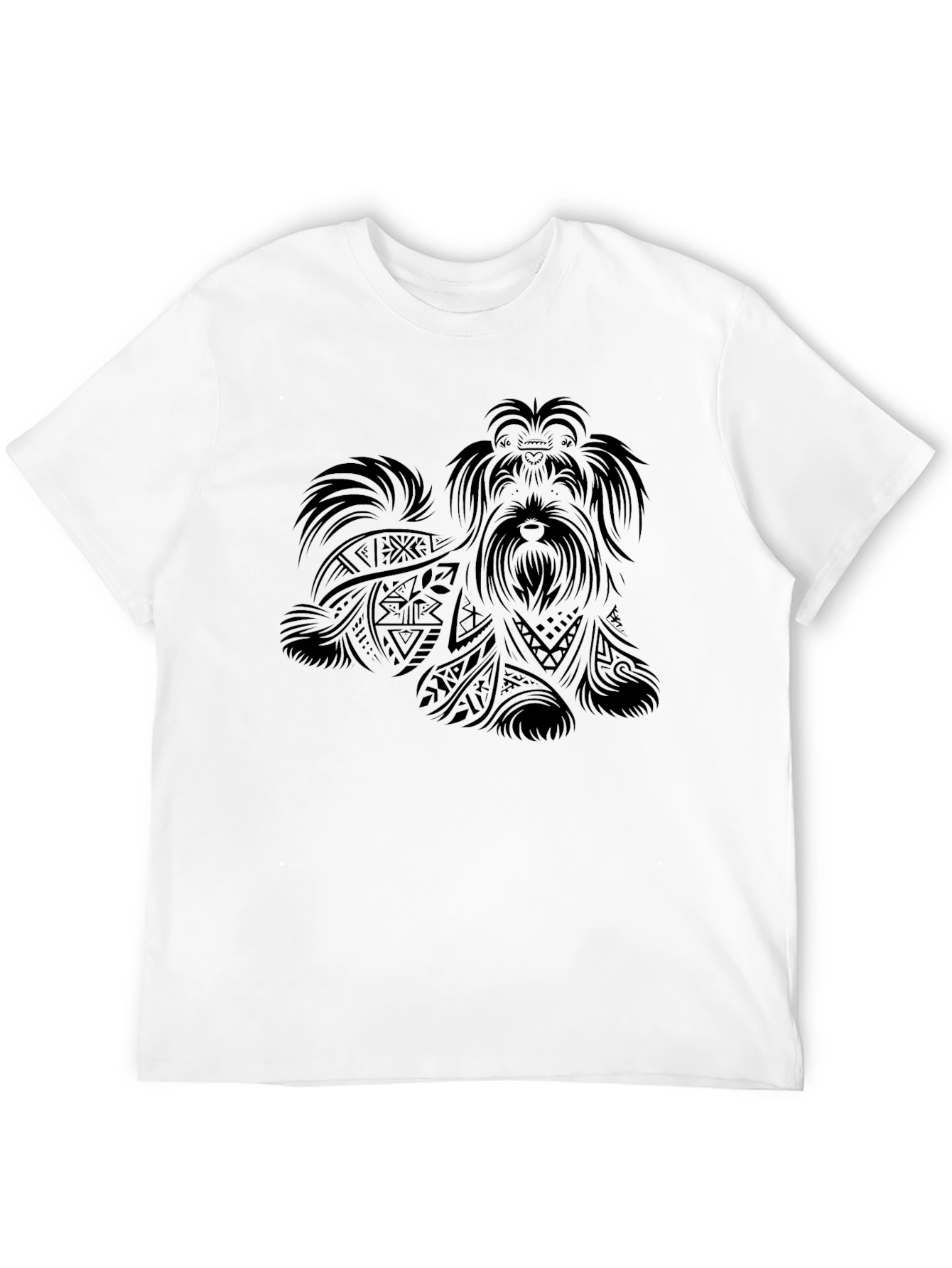 Tribal Dog Graphic Black T-Shirt