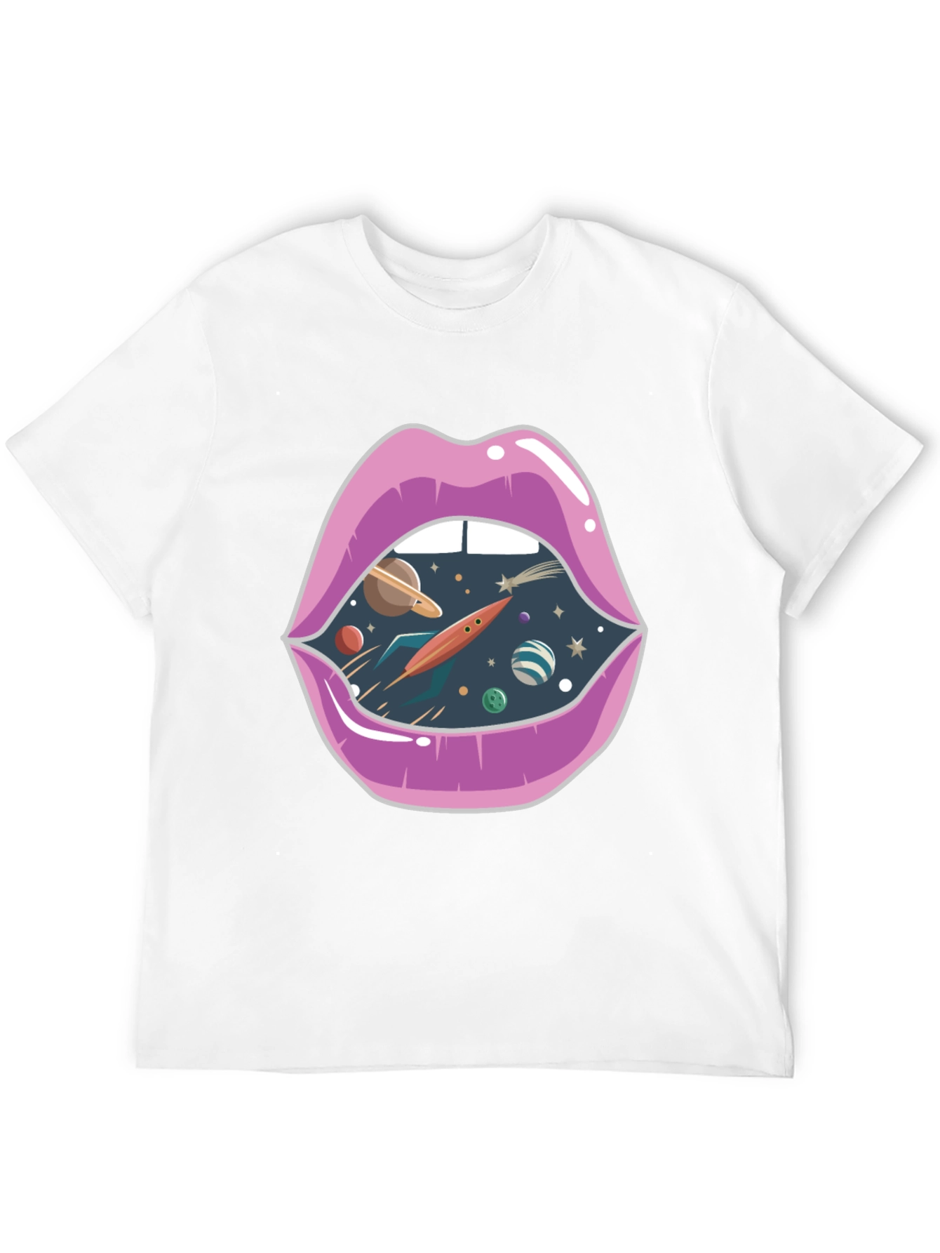 Space Lips Graphic Tee - Unisex Black T-Shirt