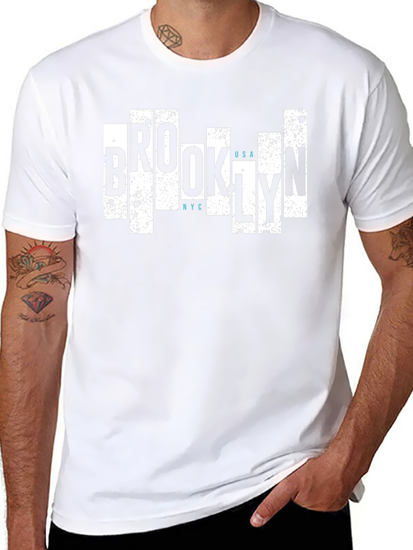 Brooklyn USA NYC Graphic Print Black T-Shirt