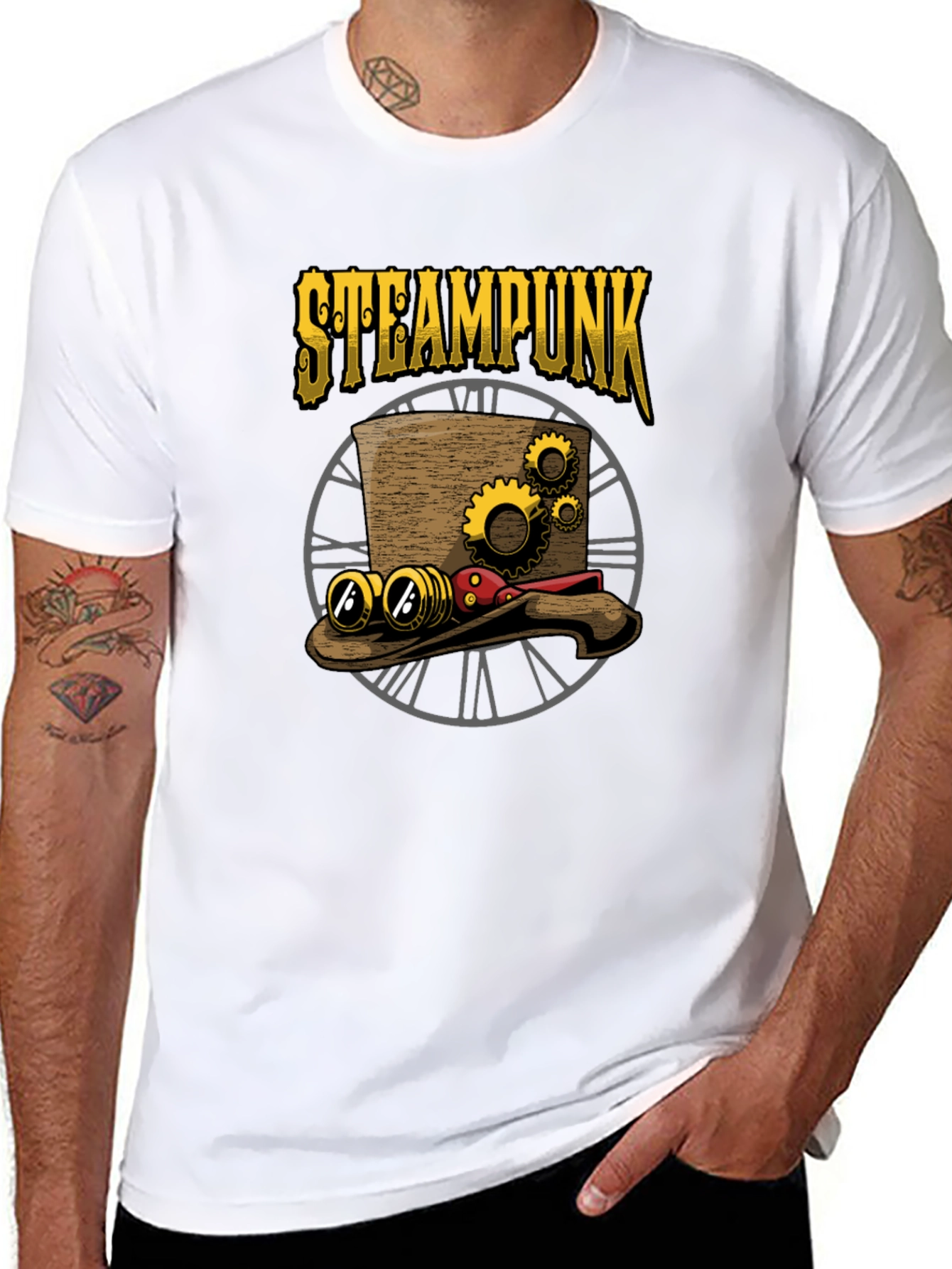Steampunk Hat Graphic T-Shirt - Unique Design