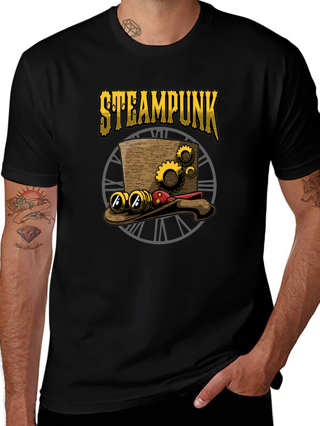 Steampunk Hat Graphic T-Shirt - Unique Design