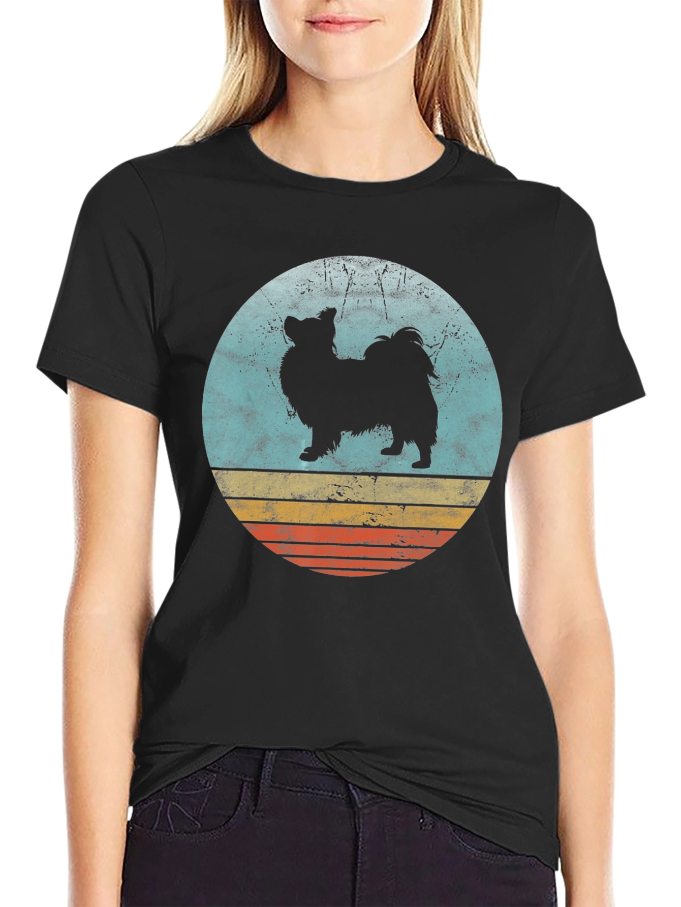 Retro Dog Graphic T-Shirt - Black
