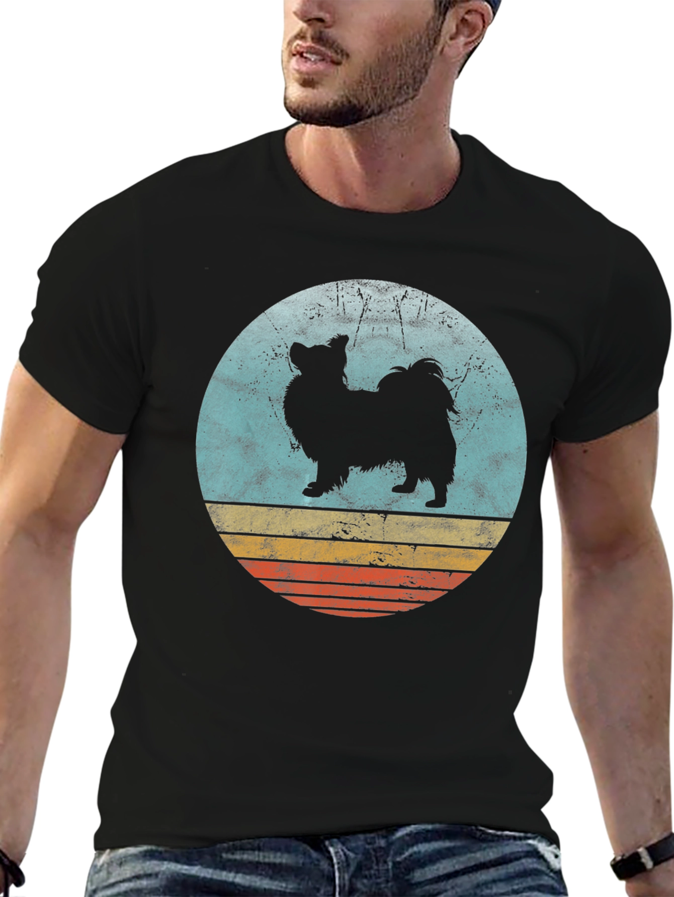 Retro Dog Graphic T-Shirt - Black