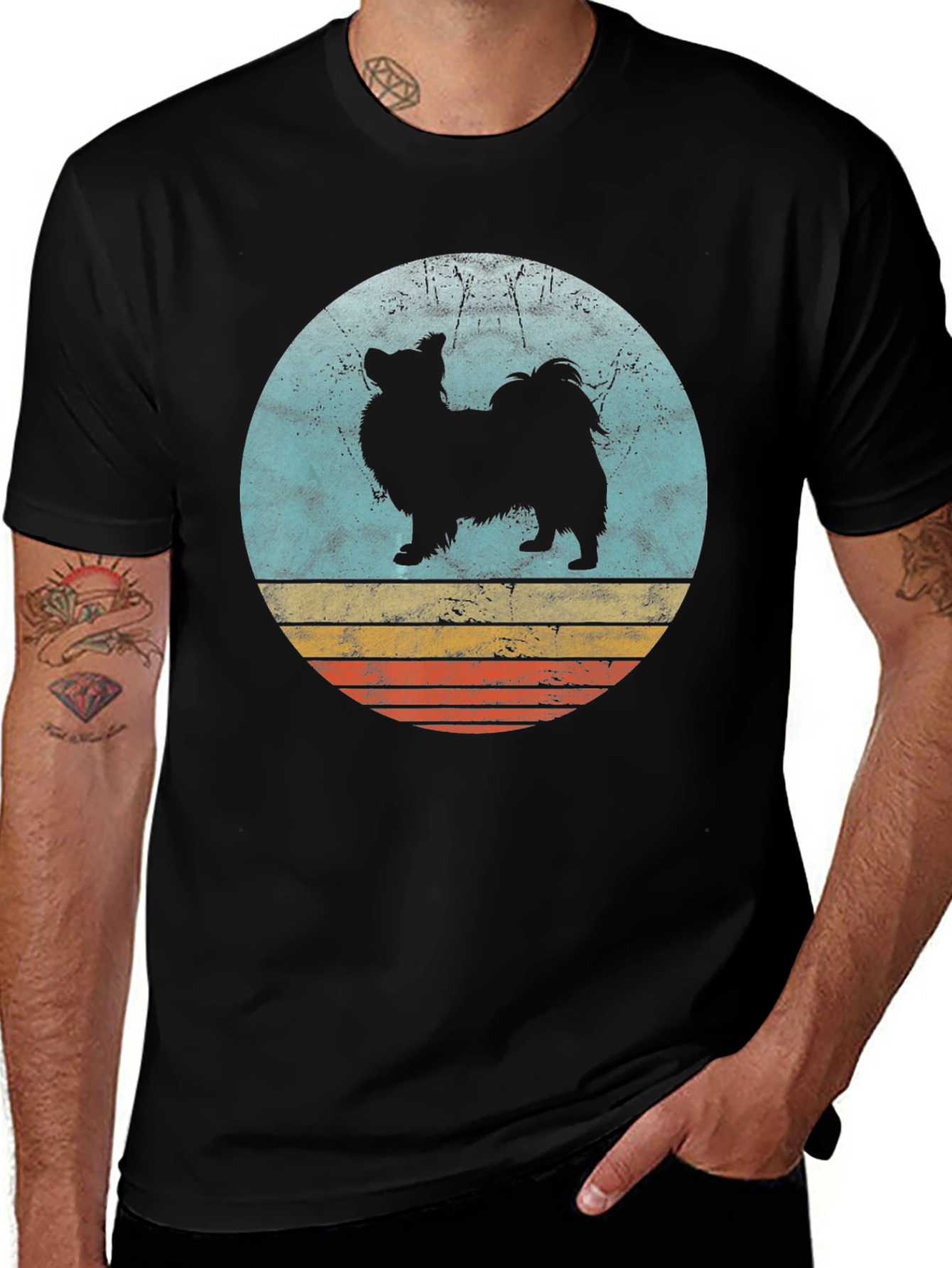Retro Dog Graphic T-Shirt - Black