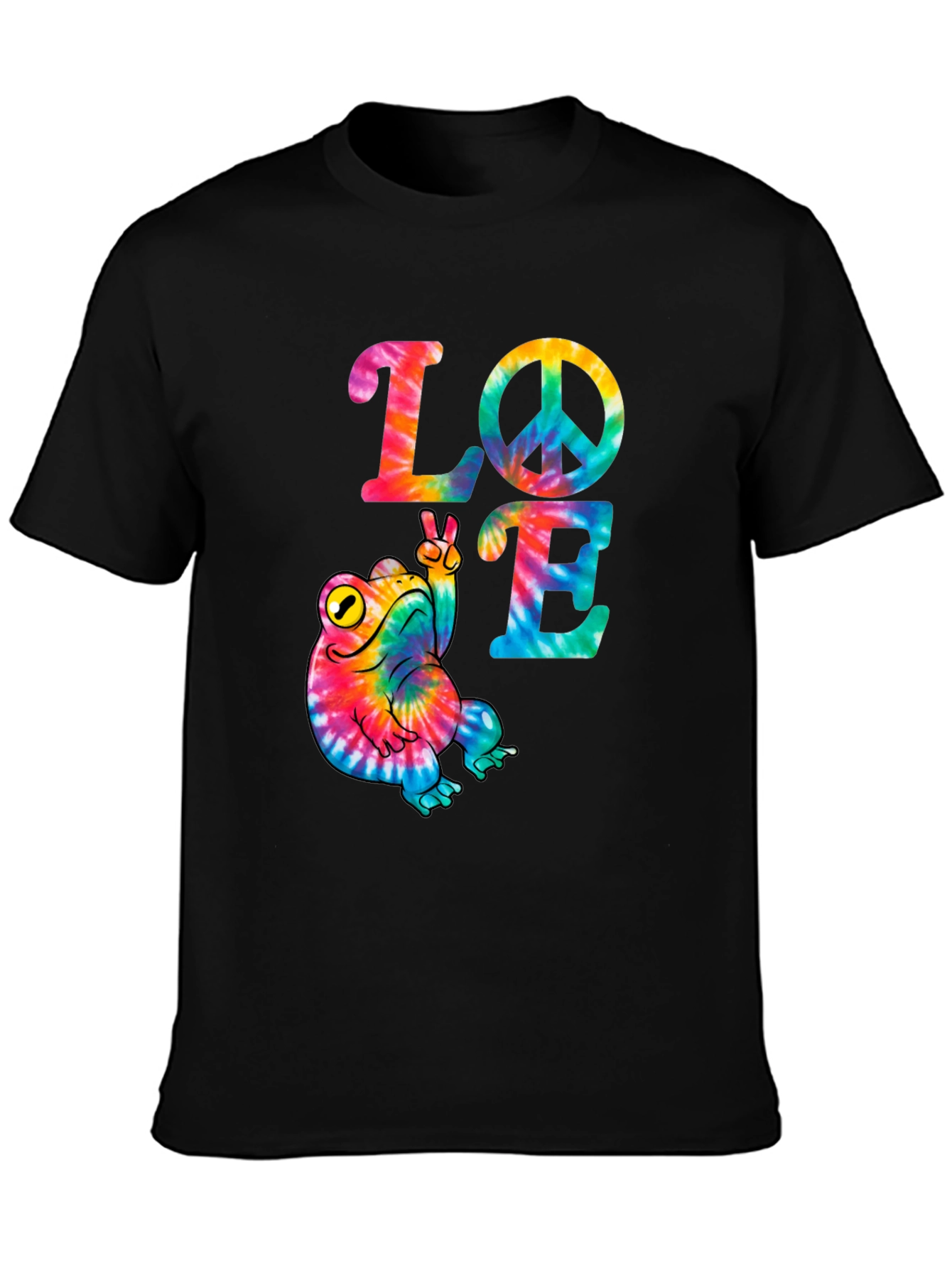 Tie Dye Frog Peace Sign Love T-Shirt