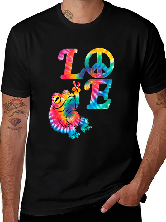 Tie Dye Frog Peace Sign Love T-Shirt