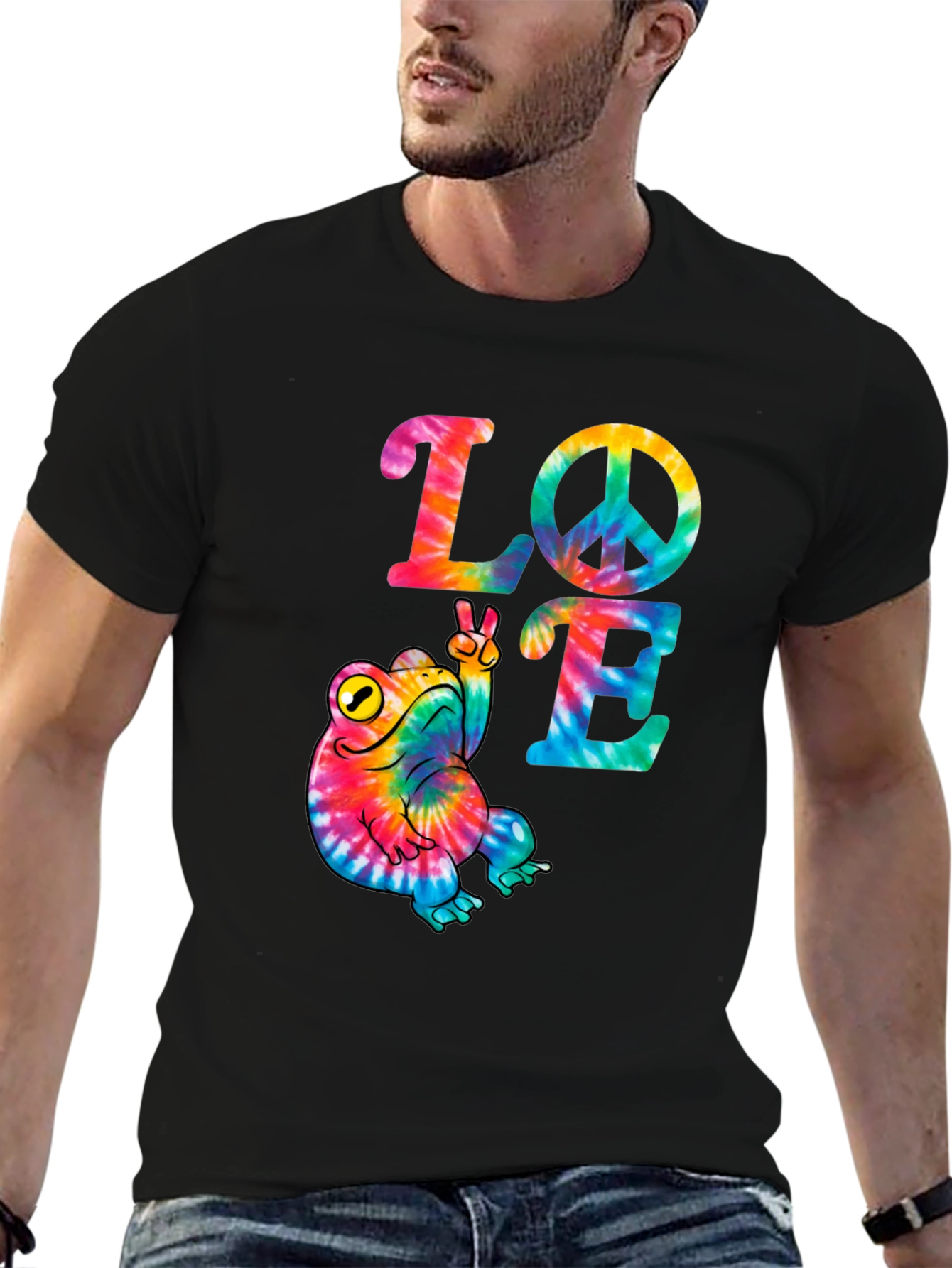 Tie Dye Frog Peace Sign Love T-Shirt