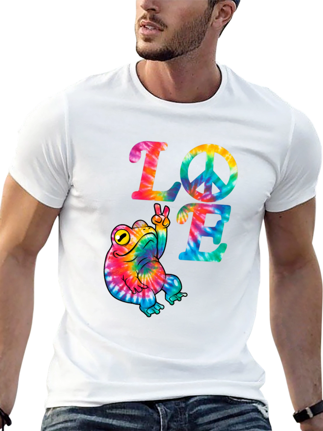 Tie Dye Frog Peace Sign Love T-Shirt