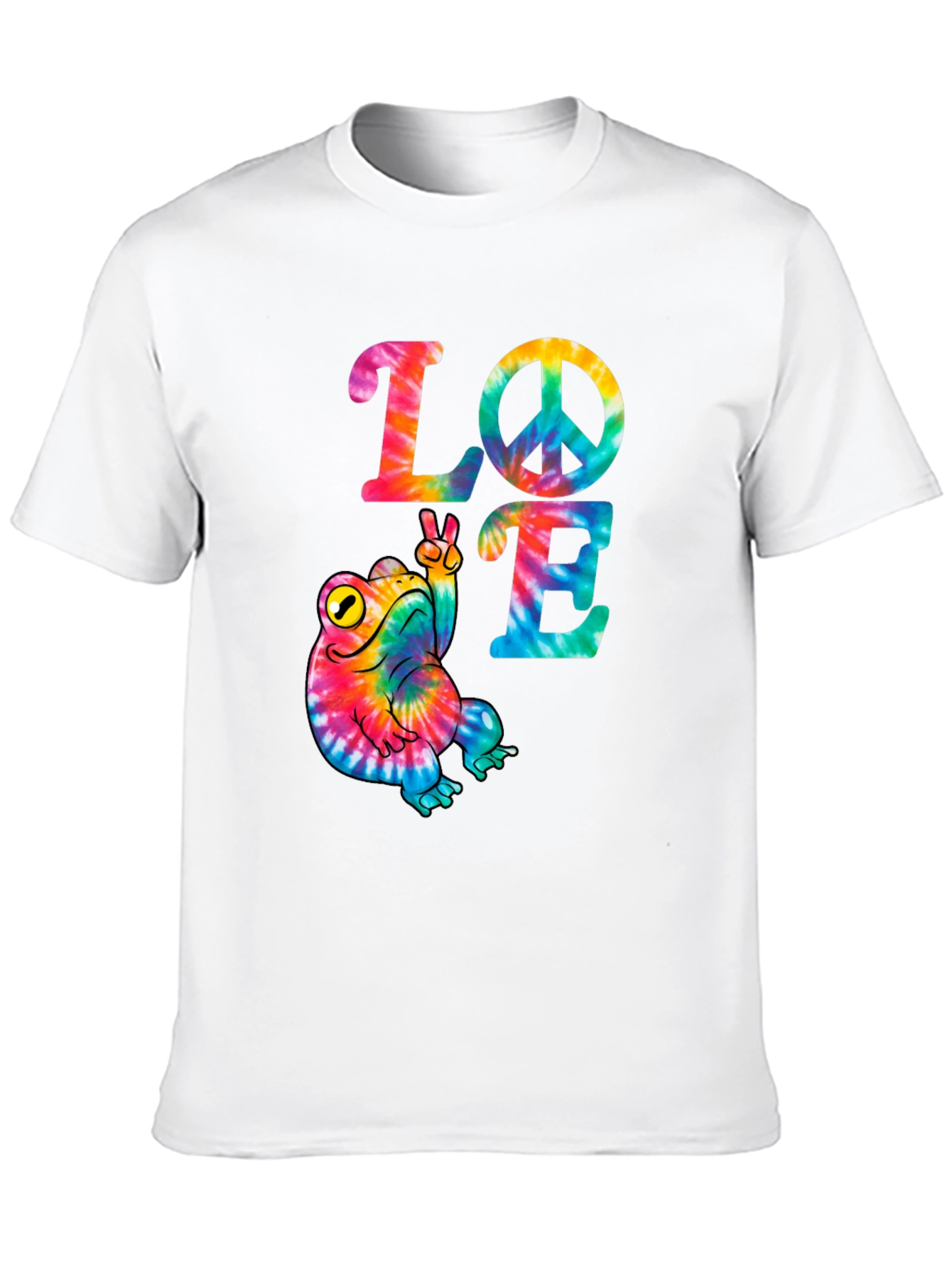Tie Dye Frog Peace Sign Love T-Shirt