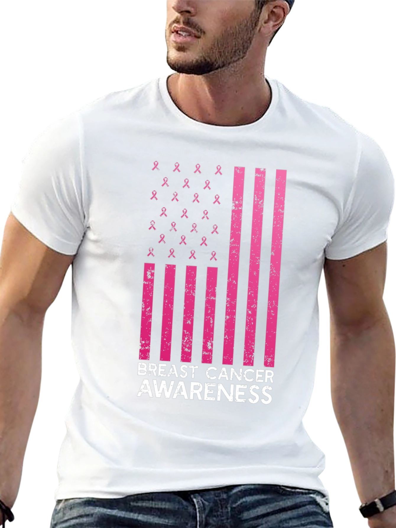 Breast Cancer Awareness Ribbon Flag T-Shirt