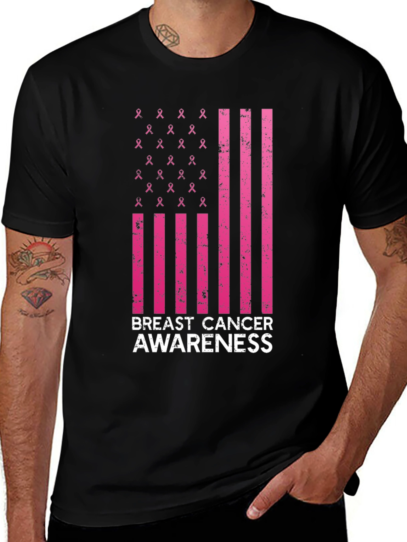 Breast Cancer Awareness Ribbon Flag T-Shirt