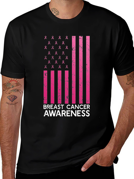 Breast Cancer Awareness Ribbon Flag T-Shirt