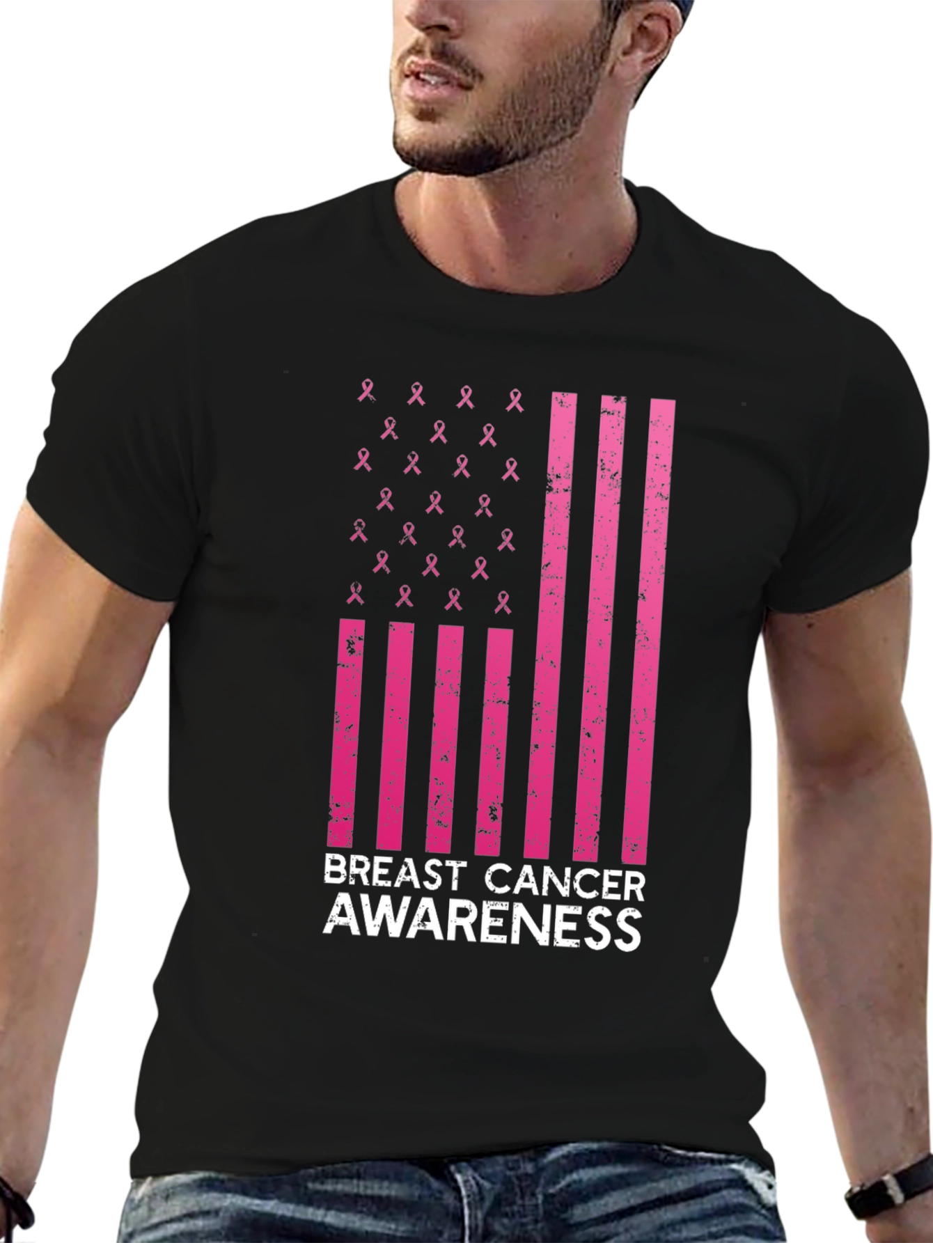 Breast Cancer Awareness Ribbon Flag T-Shirt
