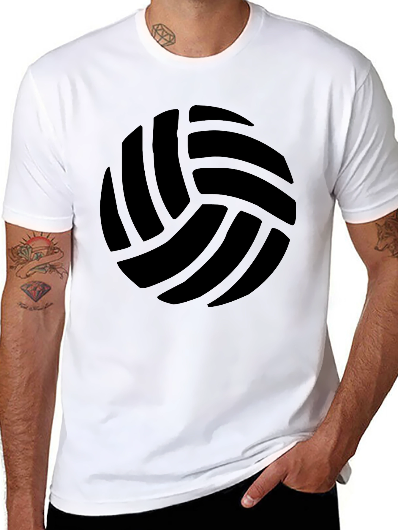 Black Volleyball Graphic T-Shirt - Casual Mens Tee