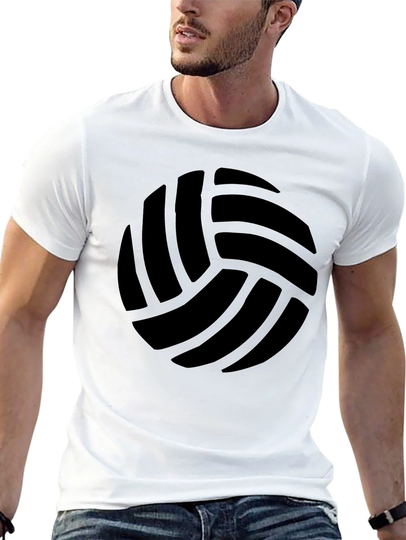 Black Volleyball Graphic T-Shirt - Casual Mens Tee