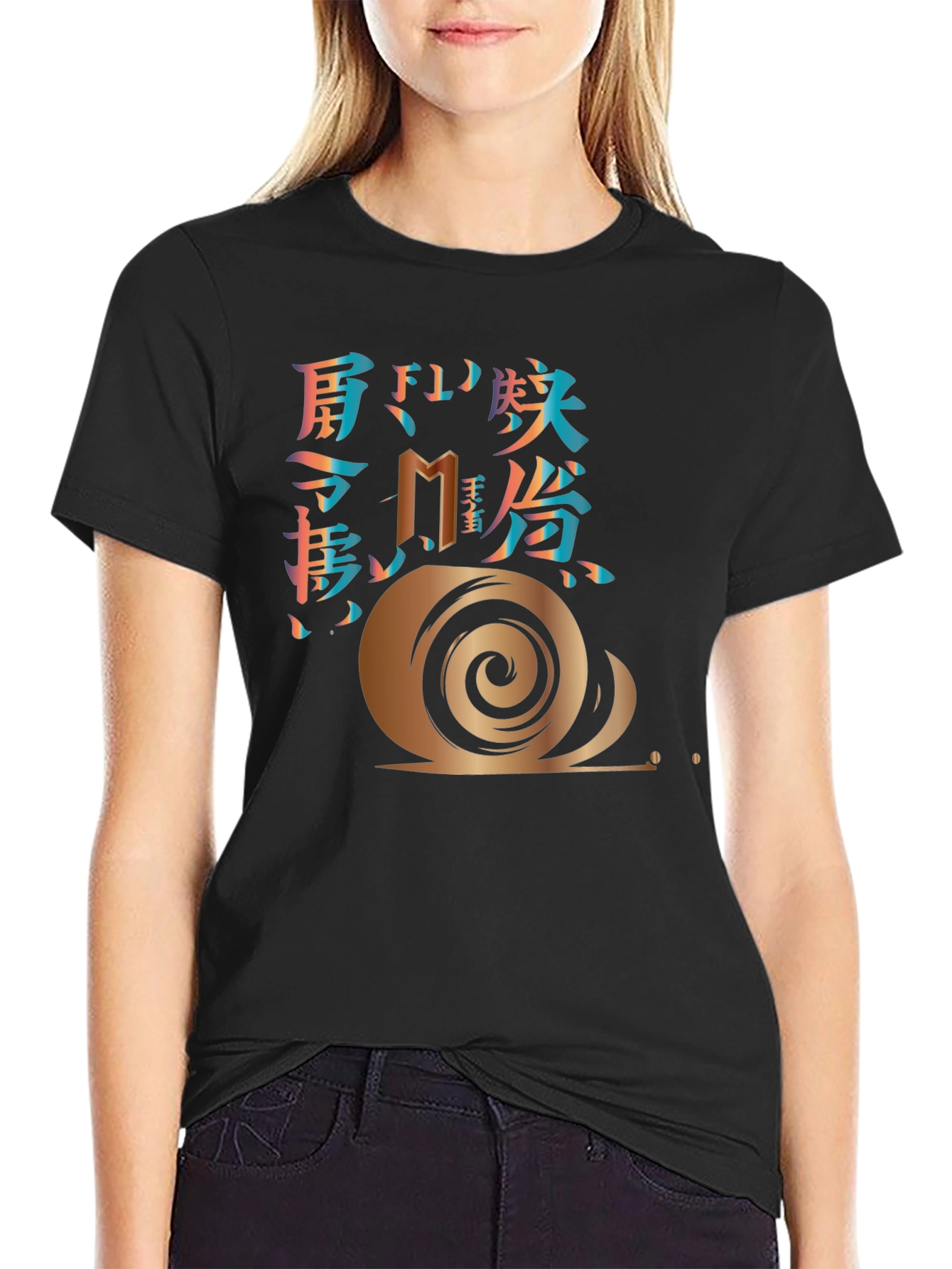 Snail Graphic Print Mens Black T-Shirt