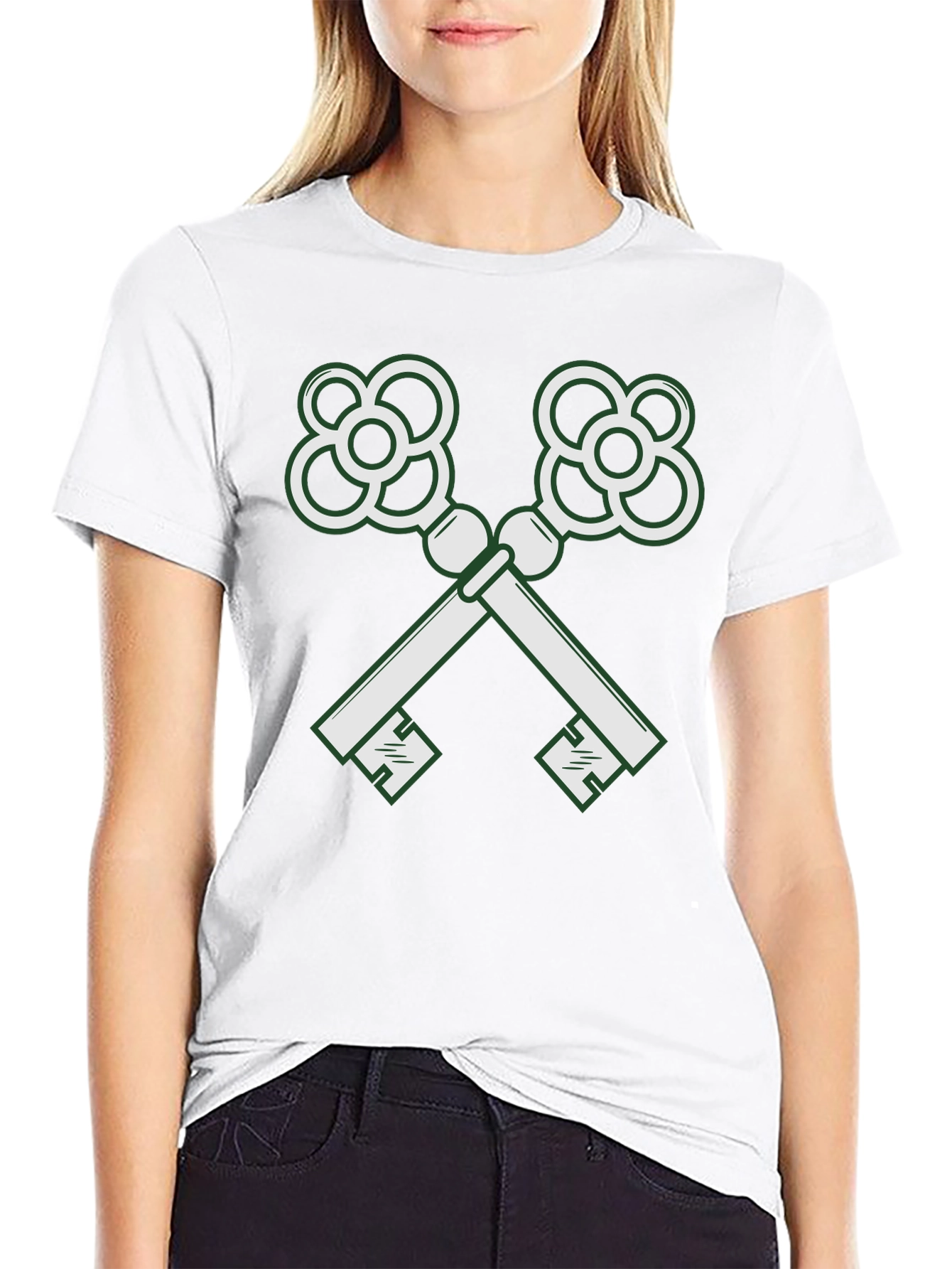 Crossed Keys Graphic Black T-Shirt