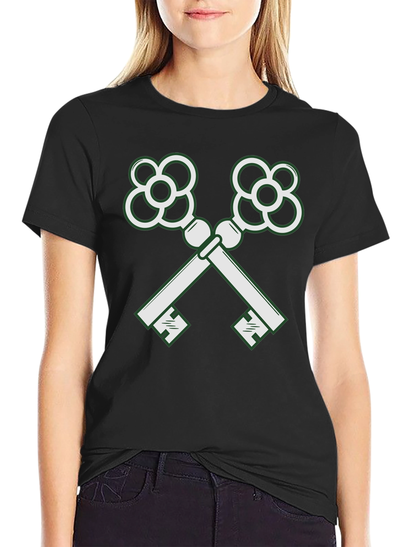 Crossed Keys Graphic Black T-Shirt