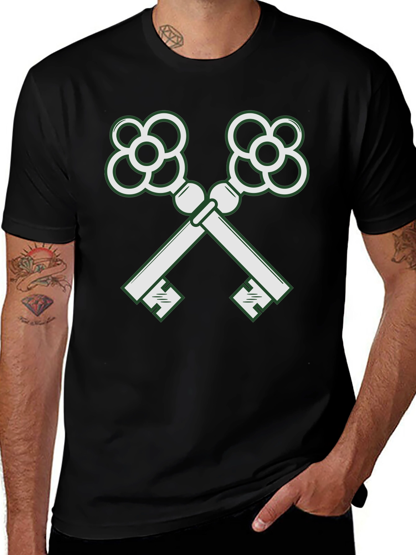 Crossed Keys Graphic Black T-Shirt