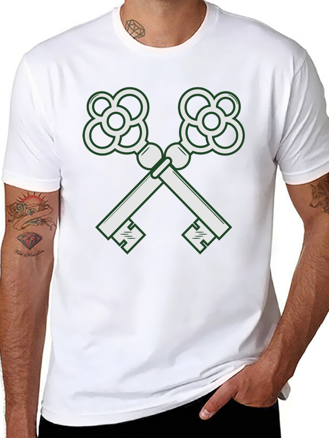 Crossed Keys Graphic Black T-Shirt