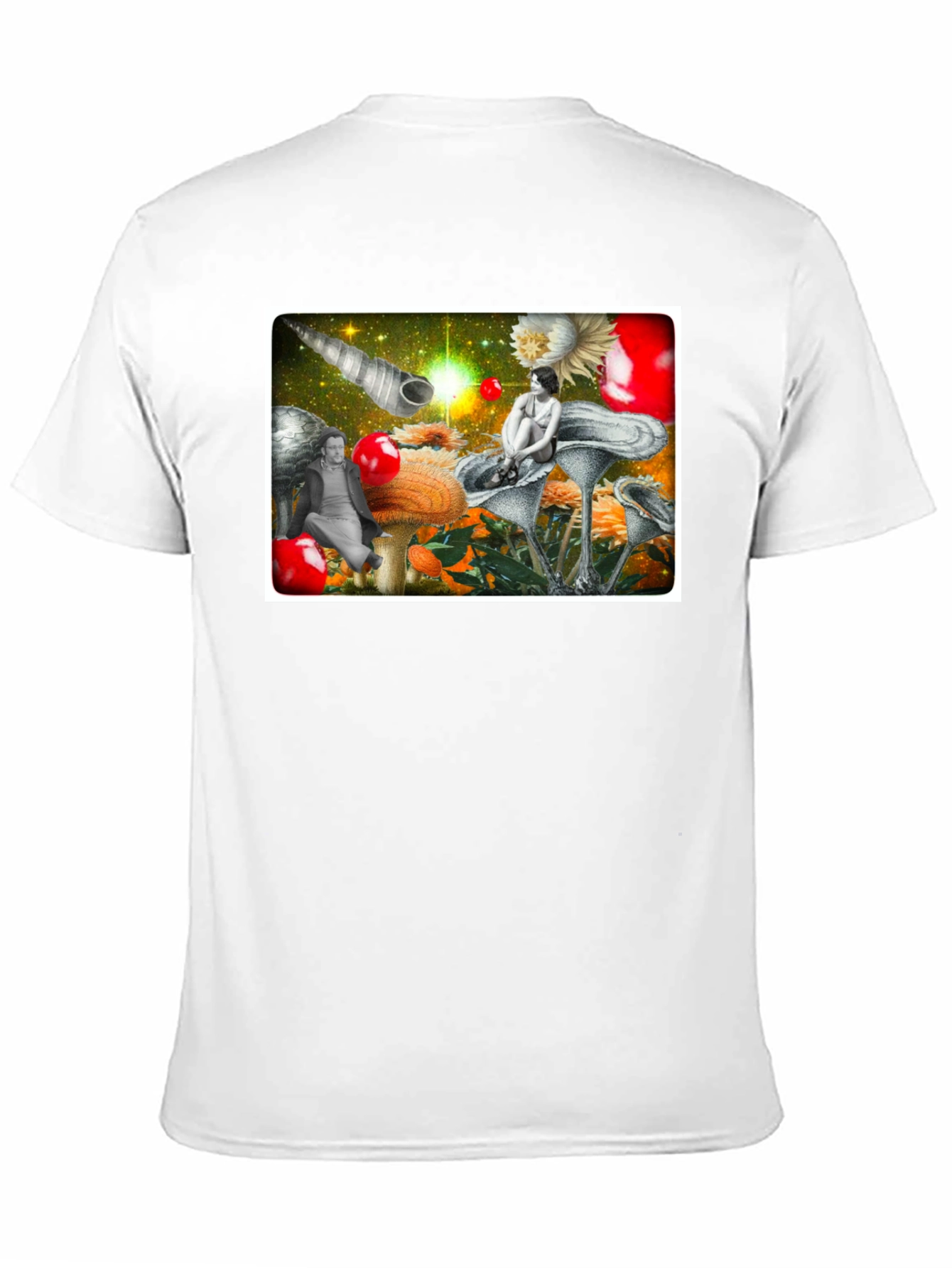 Surreal Mushroom Garden Graphic Tee - Black