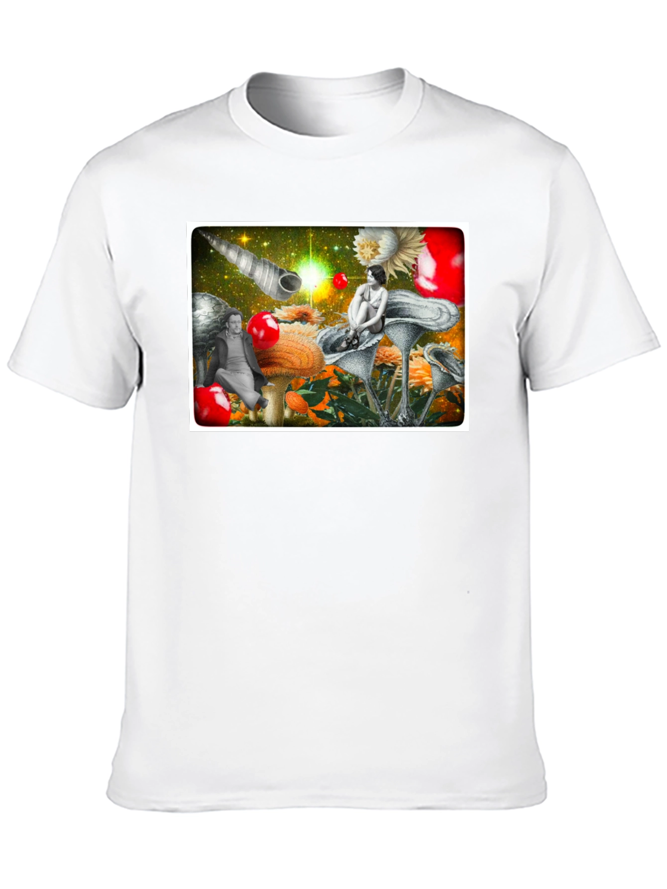 Surreal Mushroom Garden Graphic Tee - Black