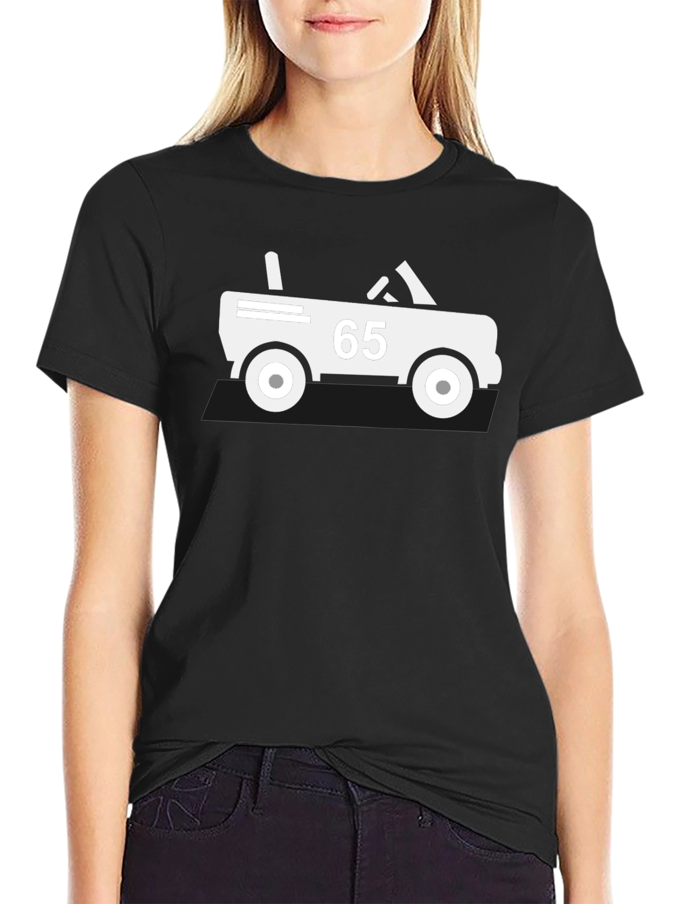 Black T-Shirt with Retro Car Graphic