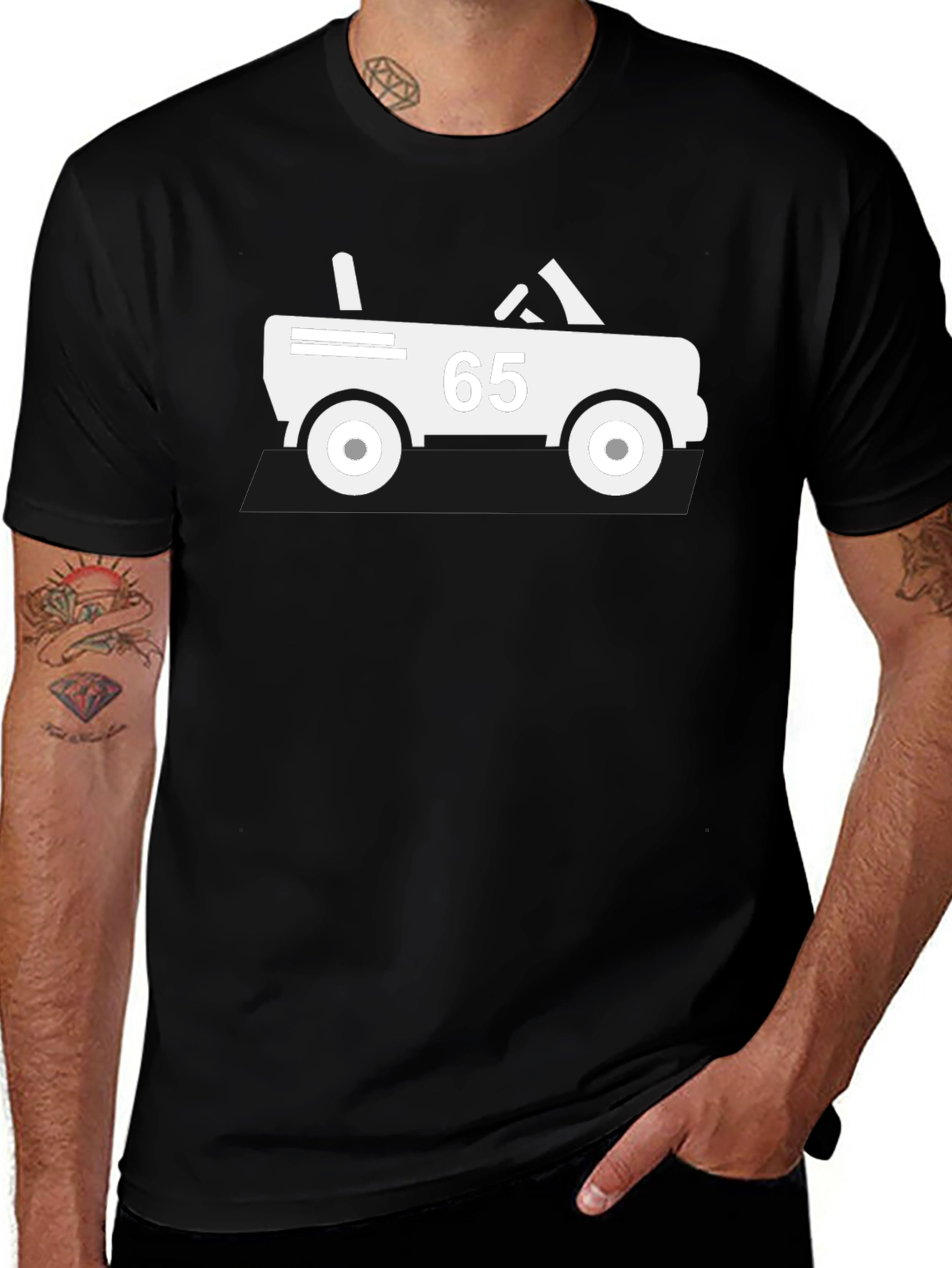 Black T-Shirt with Retro Car Graphic