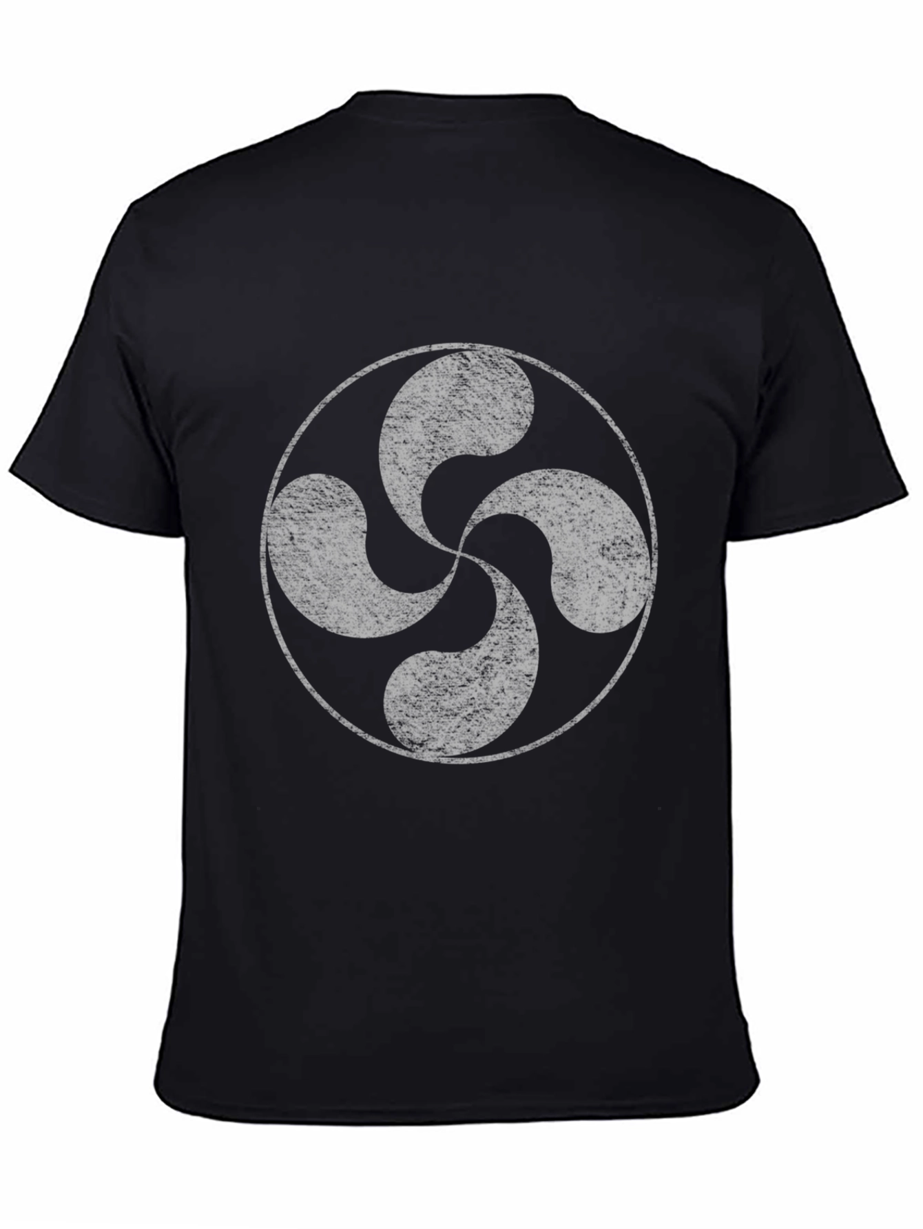 Black T-Shirt with Lauburu Basque Cross Design